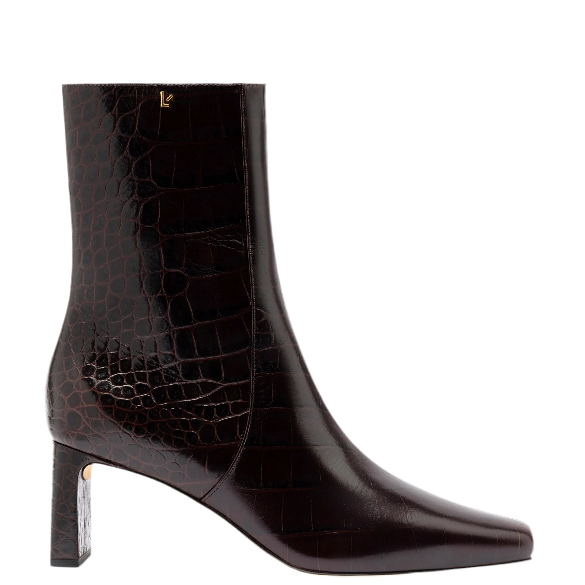 Alexis Bootie In Dark Croco Embroided Leather by Larroudé