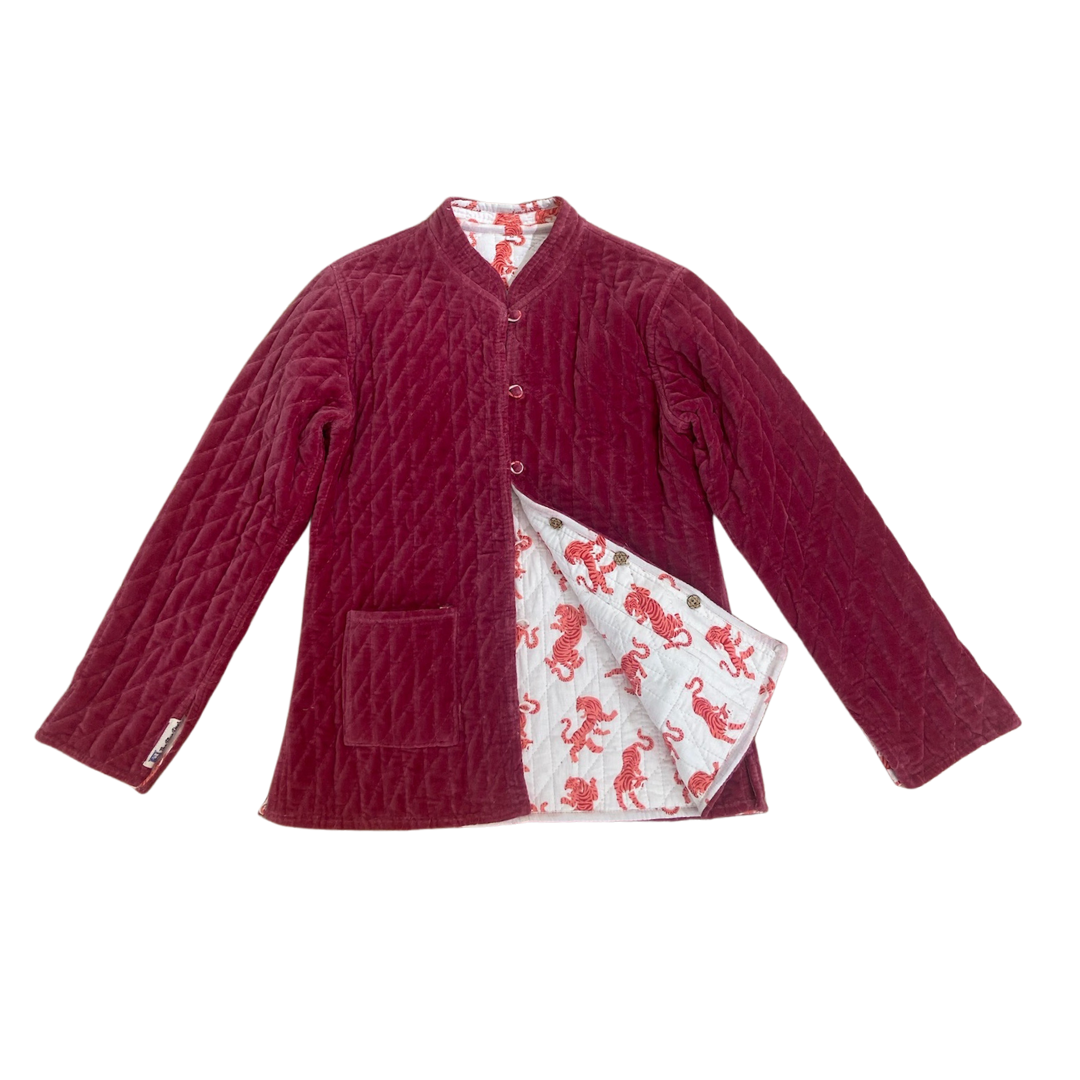 The Magenta Isabella Quilted Velvet Button-Front Jacket by Blue Door London