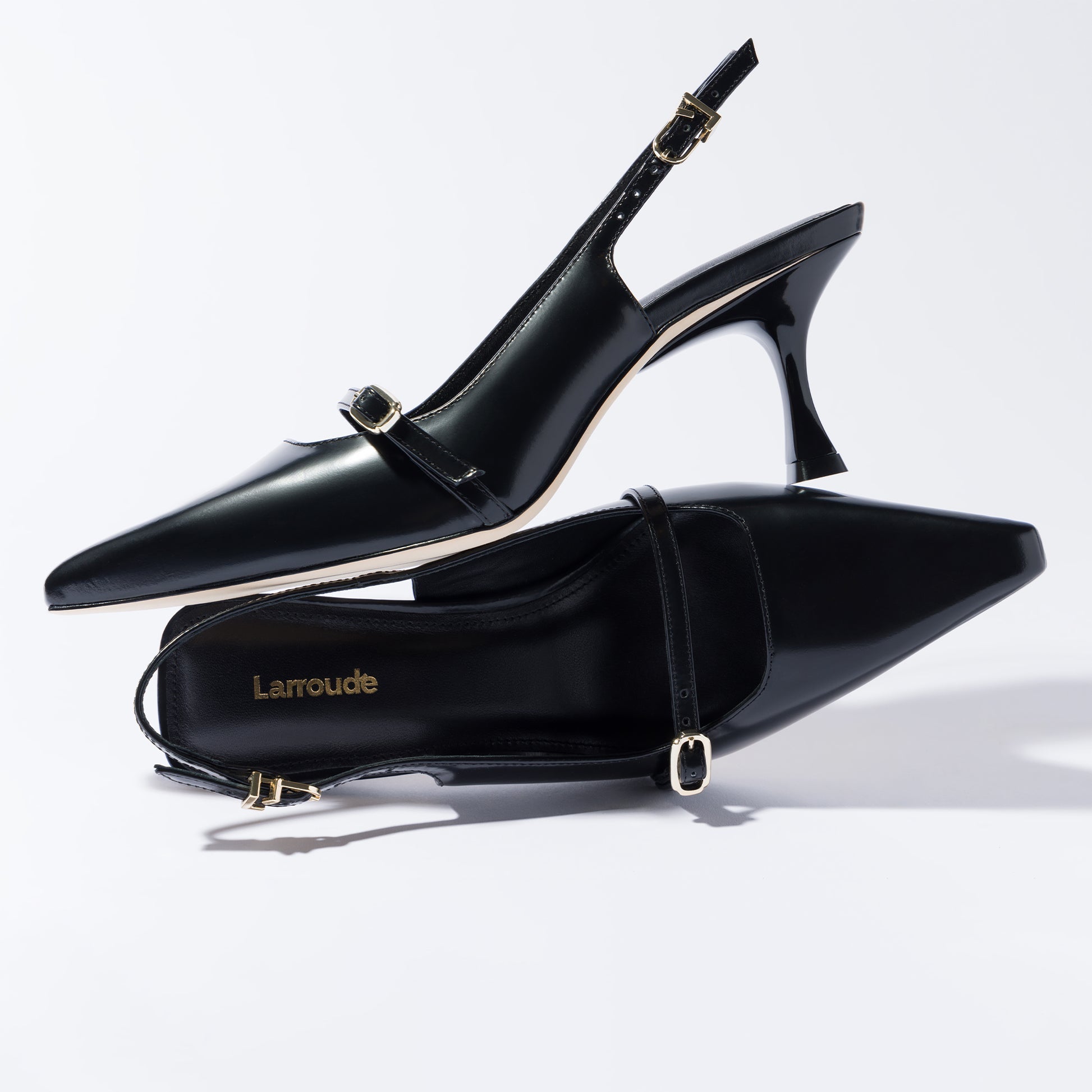 Ines Pump In Black Leather by Larroudé