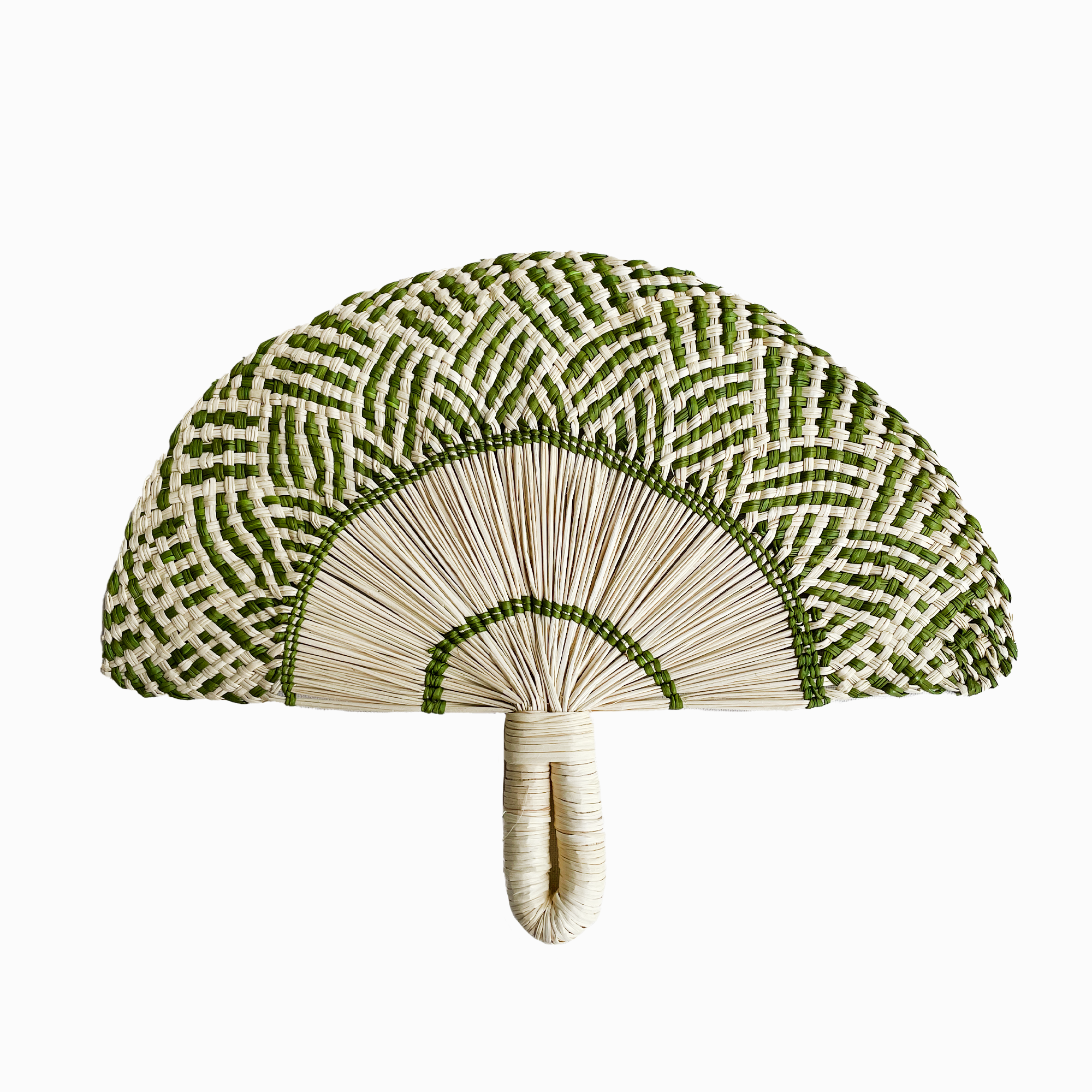 Toquilla Frilly hand fan Natural/ Green by Coro Cora