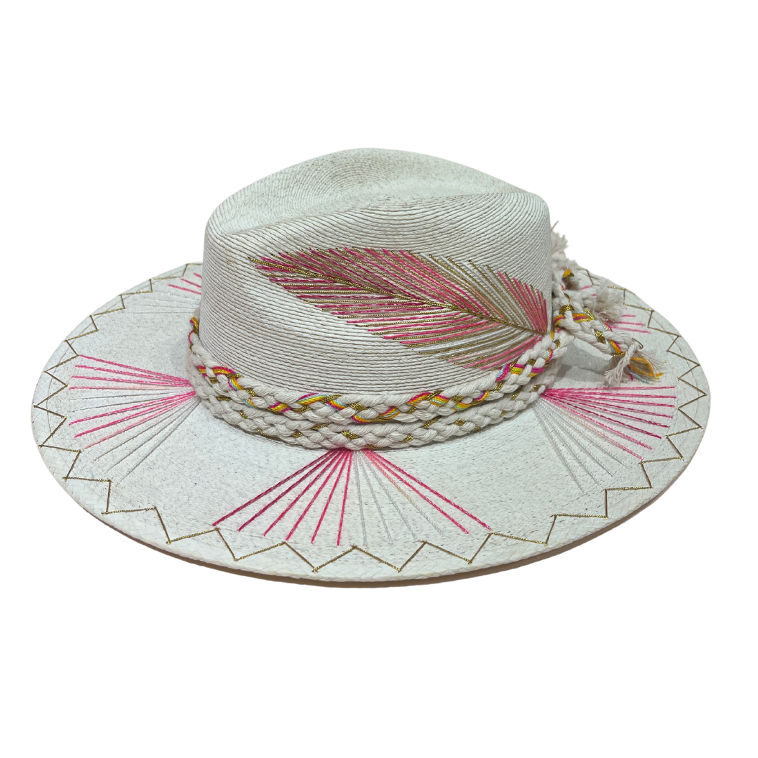 Exclusive Hot Pink and Gold Feather Hat by Corazon Playero - Pre Order