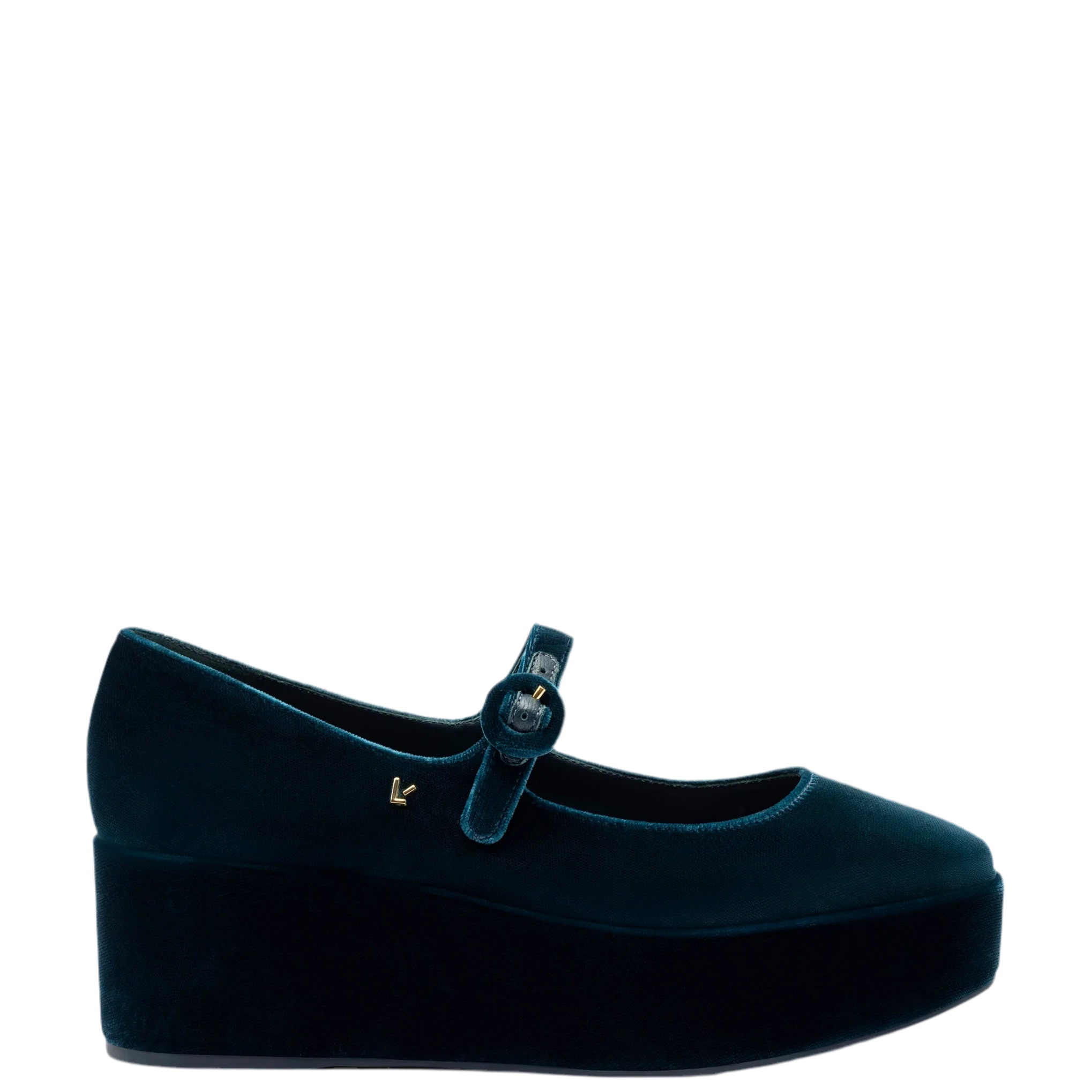 Blair Flatform In Deepsea Velvet by Larroudé