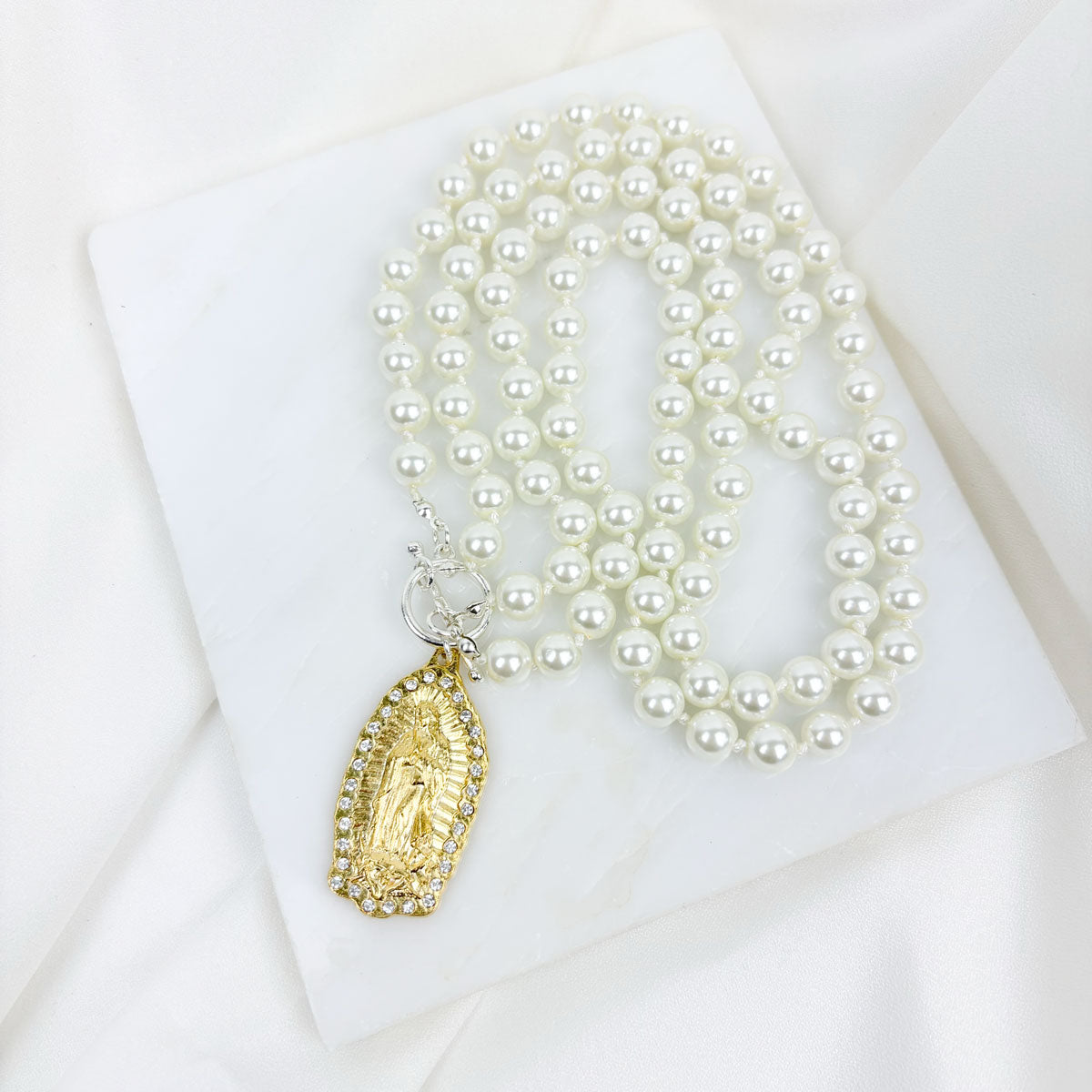 Our Lady of Guadalupe Pearl Necklace by My Saint My Hero