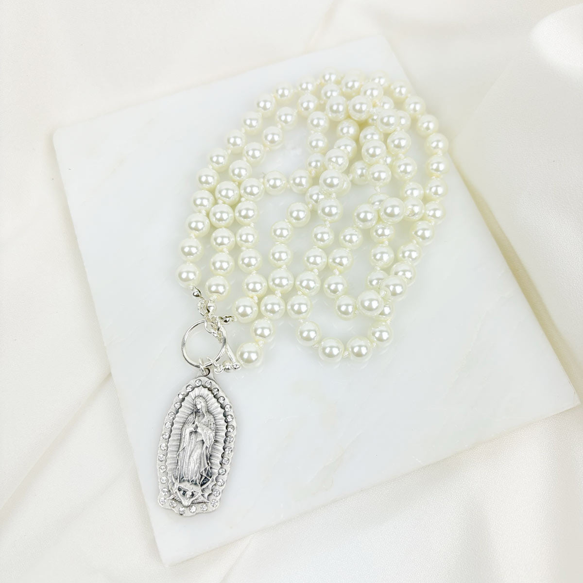 Our Lady of Guadalupe Pearl Necklace by My Saint My Hero