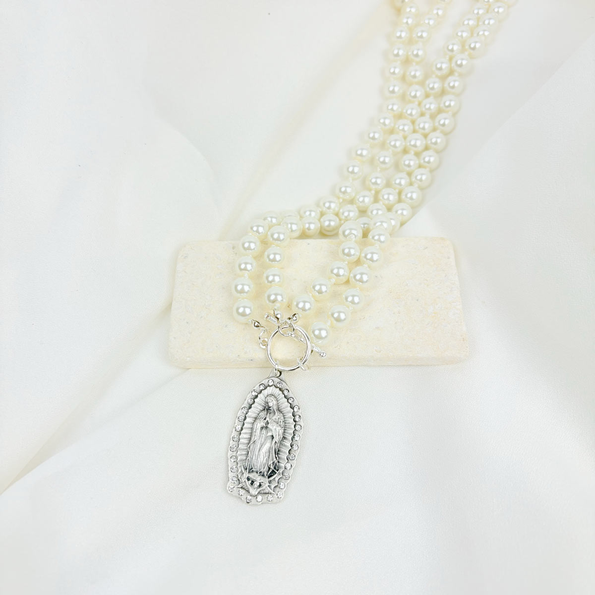 Our Lady of Guadalupe Pearl Necklace by My Saint My Hero