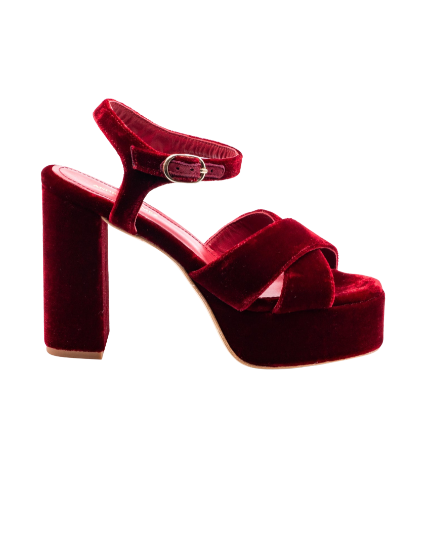 Bella Red Velvet Platform by Andrea Gomez