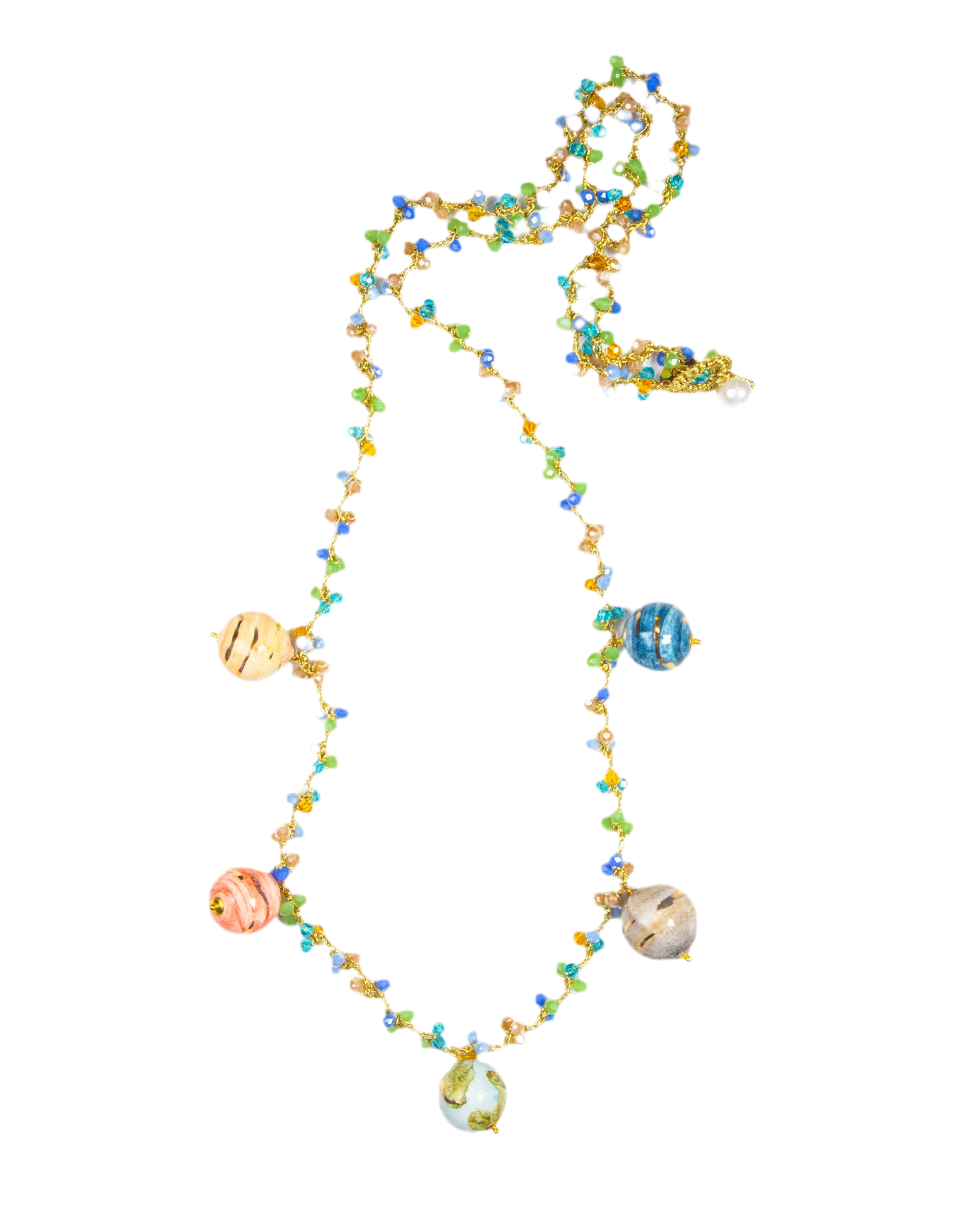 Long Ceramic Necklace 5 Planets by Cashfana