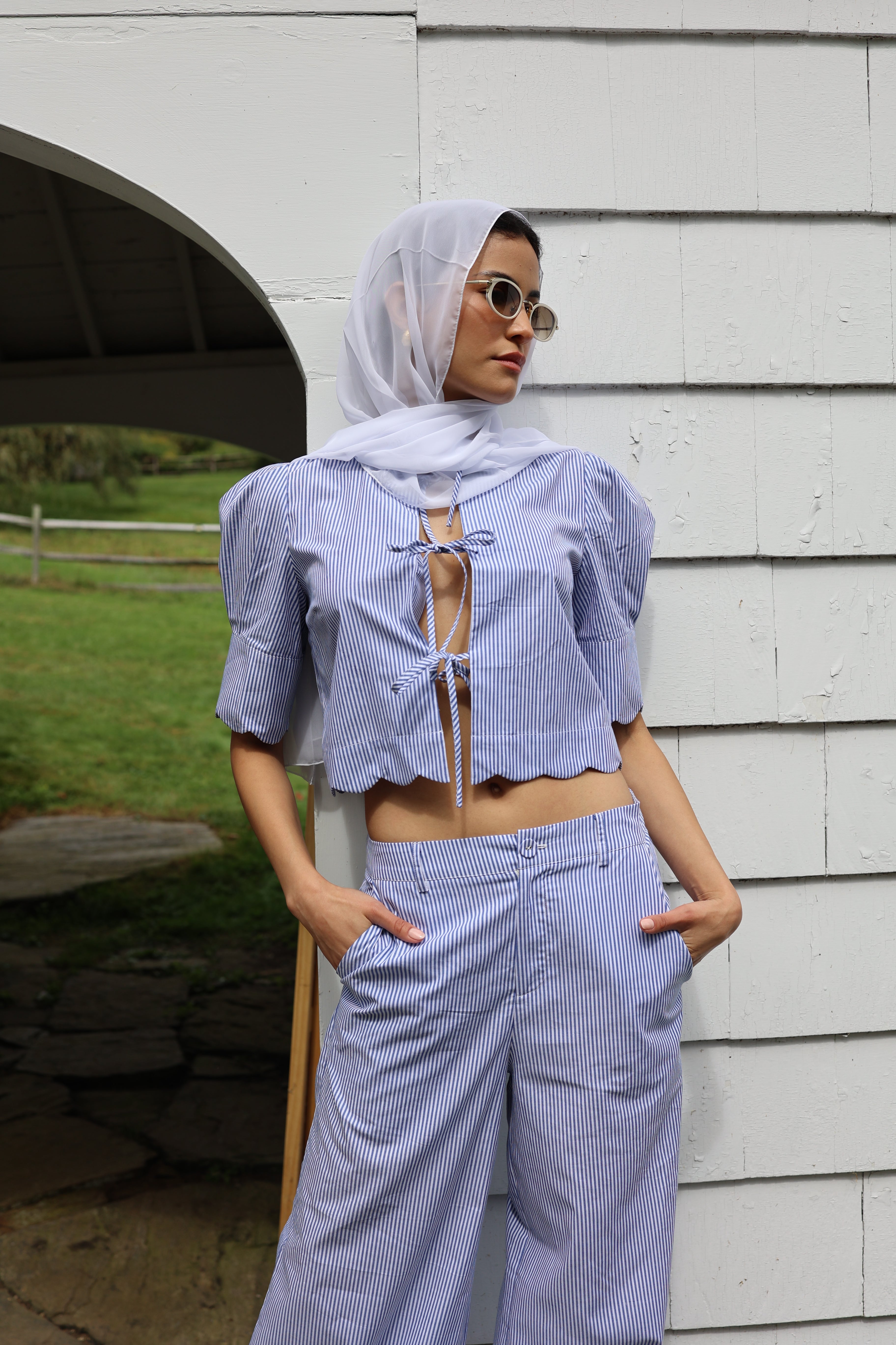 Scalloped Top Blue Stripe by Sister