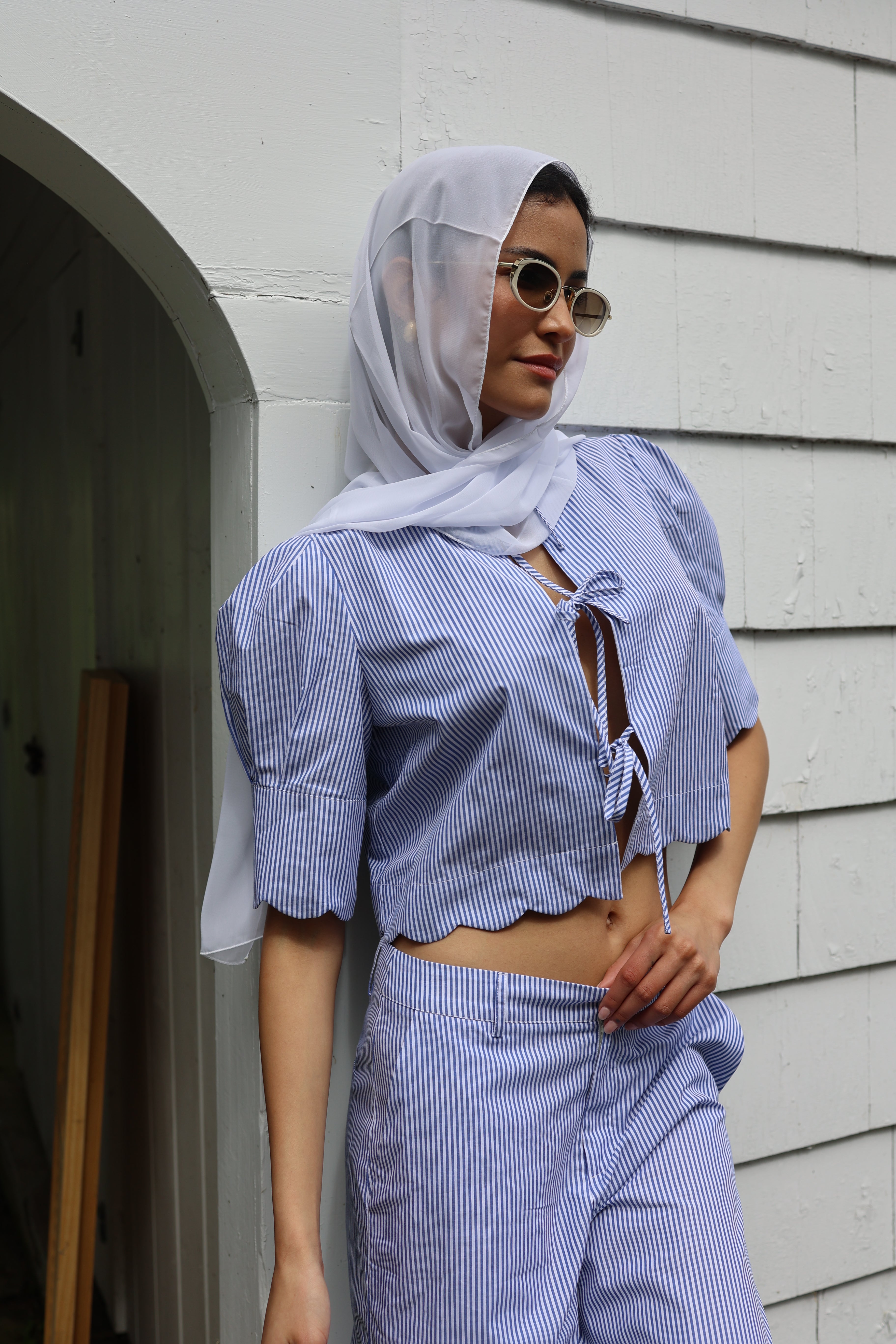 Scalloped Top Blue Stripe by Sister