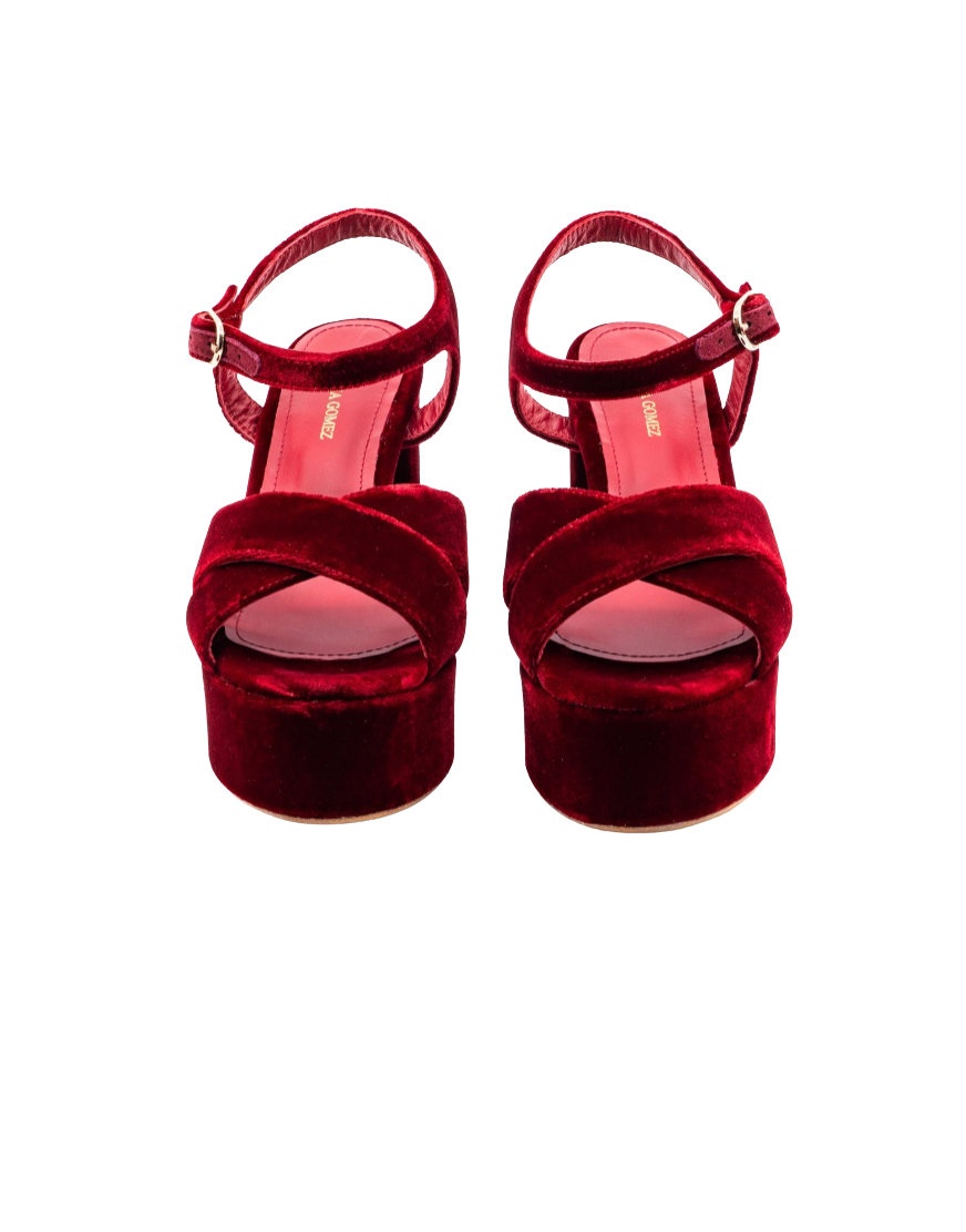 Bella Red Velvet Platform by Andrea Gomez