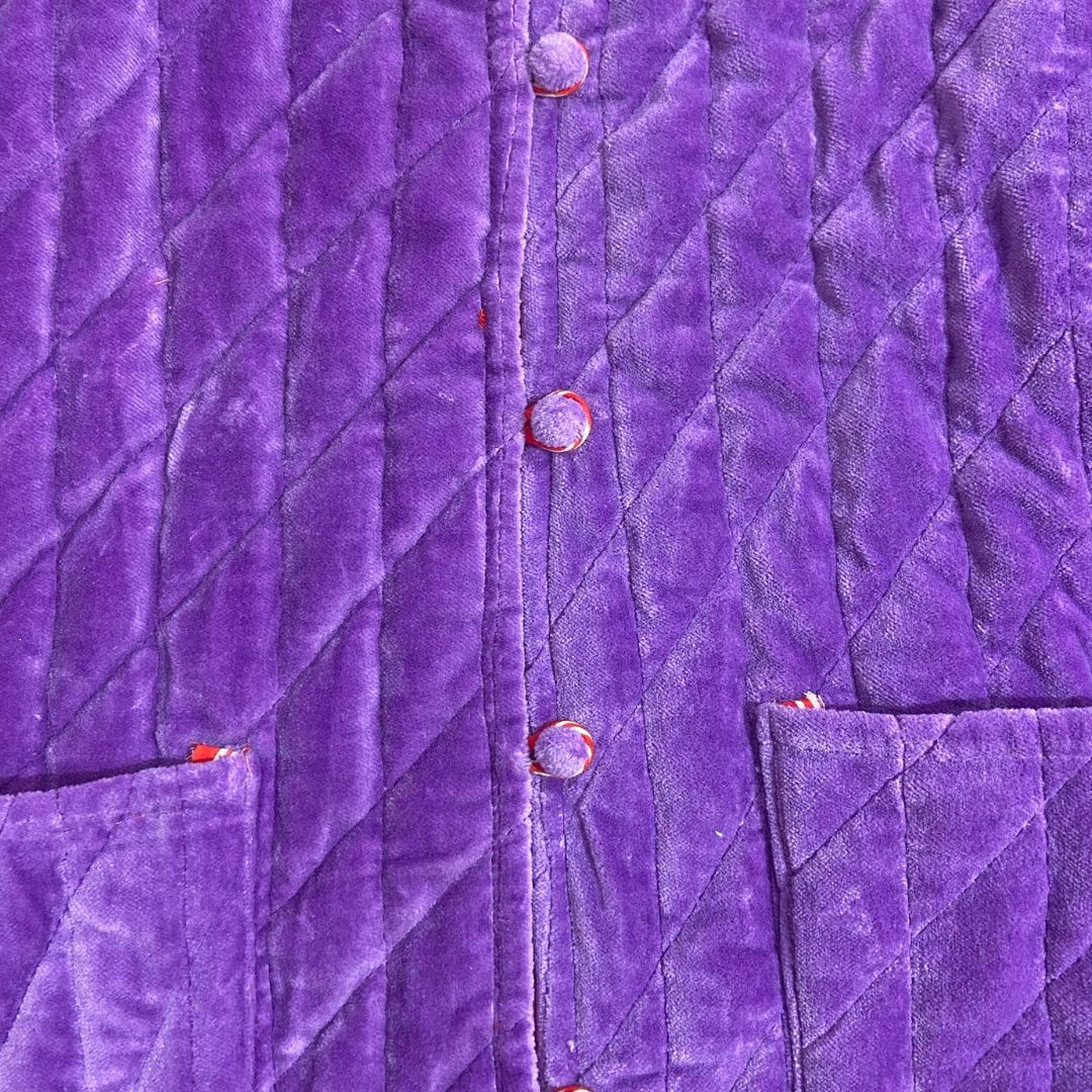 The Purple Isabella Quilted Velvet Button-Front Jacket by Blue Door London