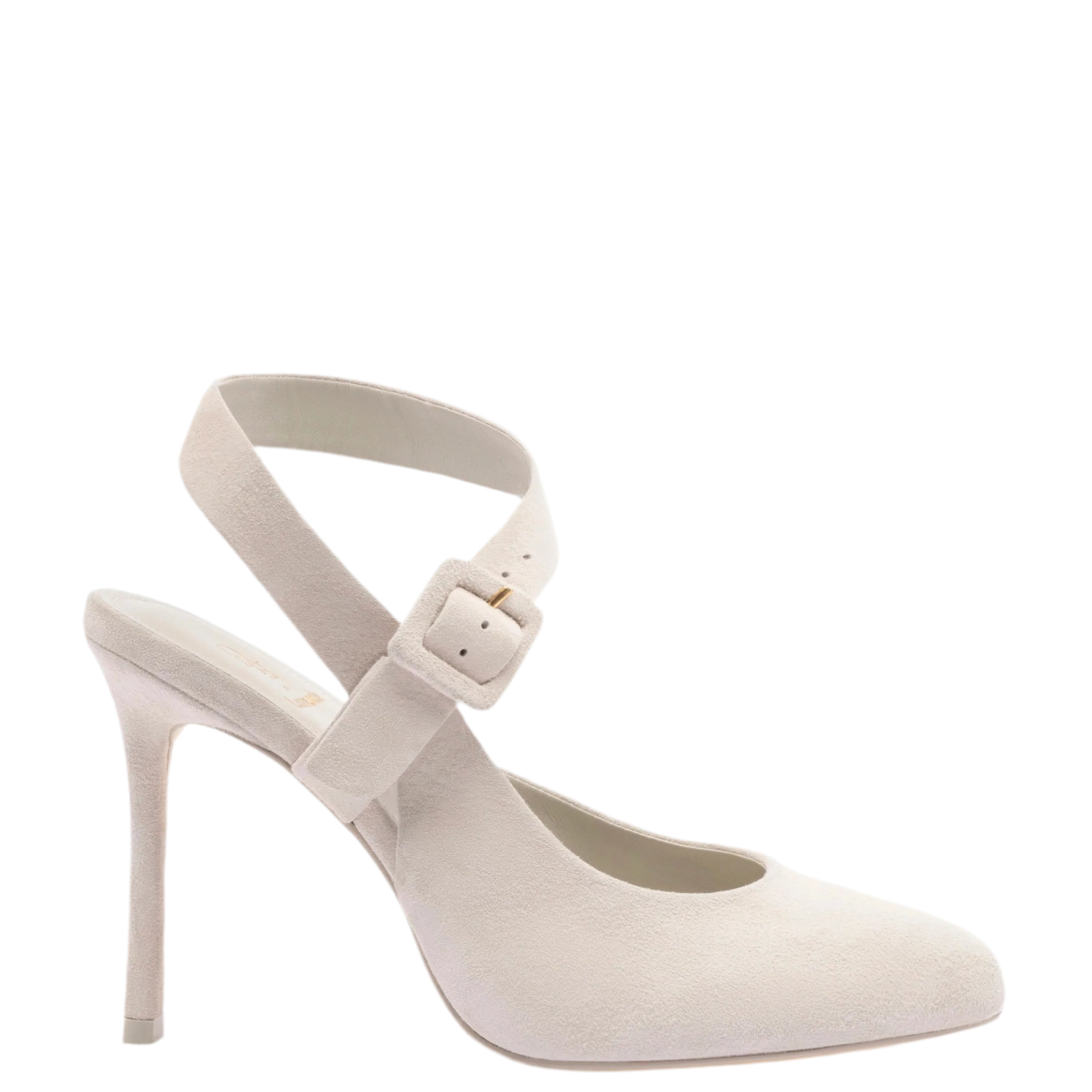 Deena Pump In Mushroom Grey Suede by Larroudé