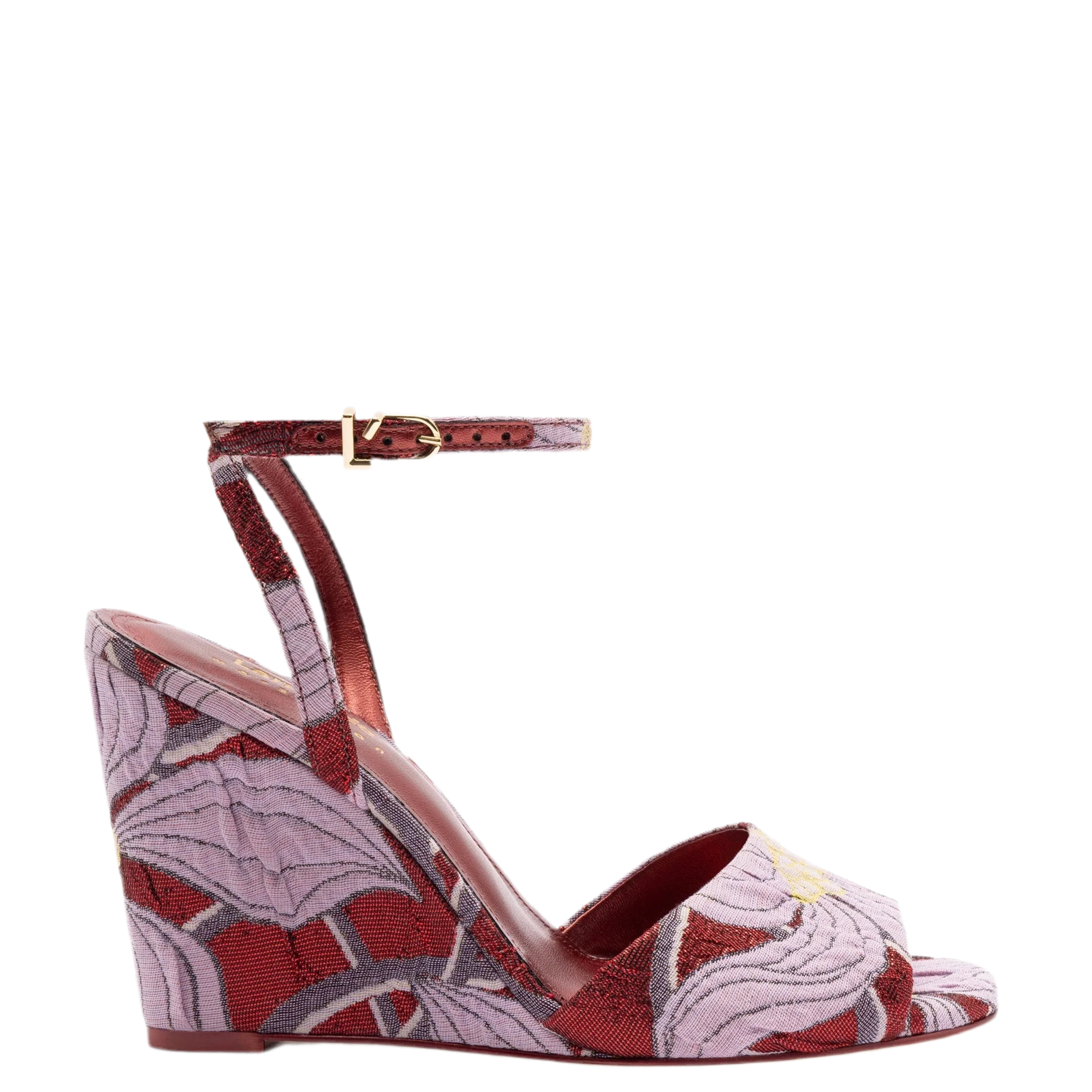 Larroudé x Markarian Wedge In Red Floral Dutel by Larroudé