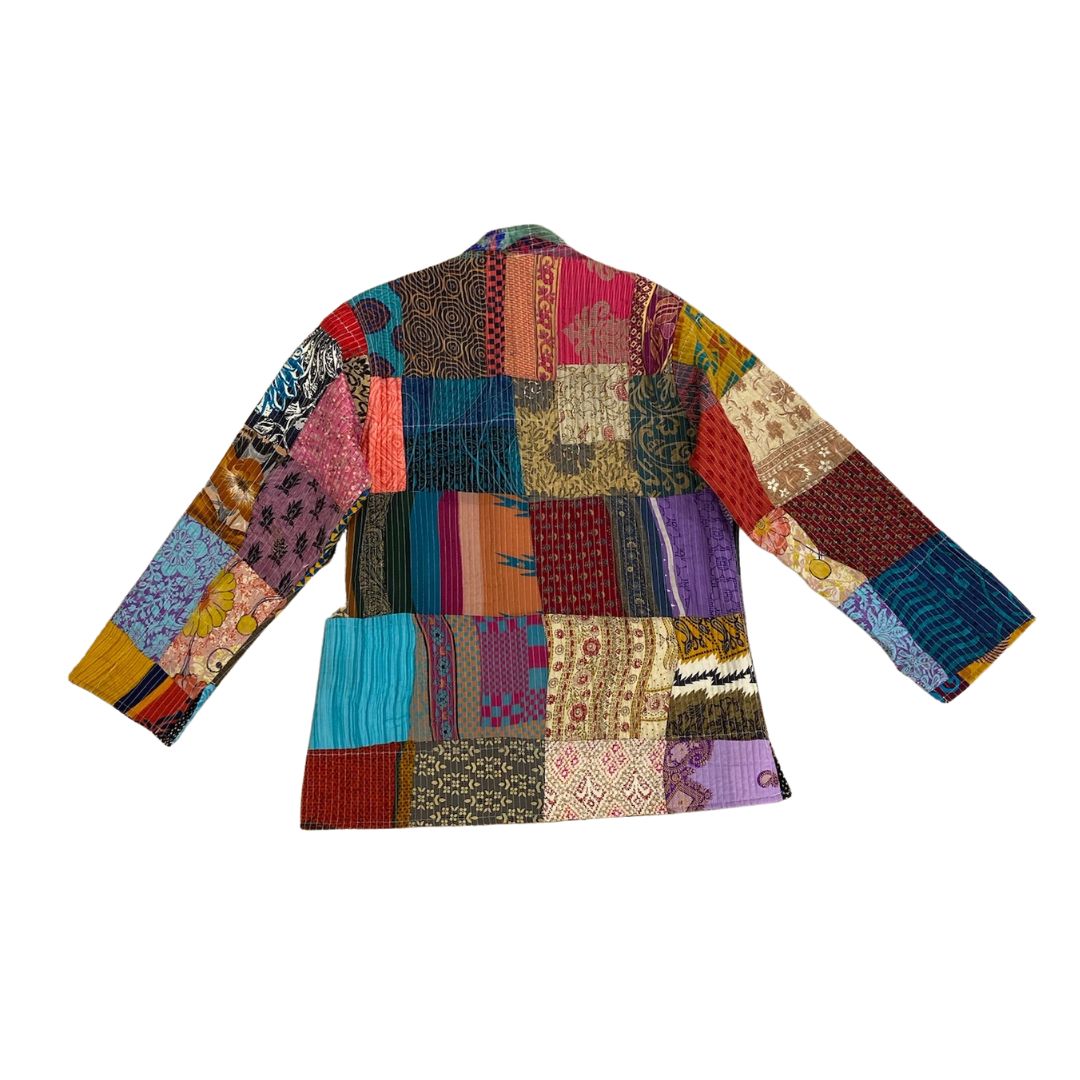 The Blue Audrey Silk Patchwork Button-Front Jacket by Blue Door London