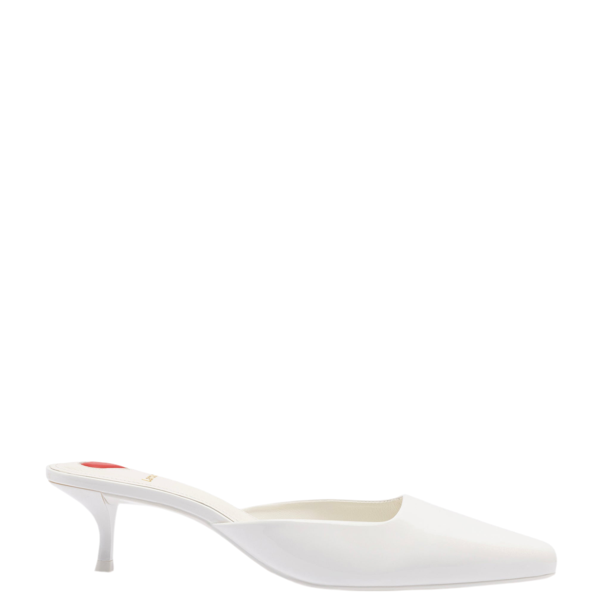 Amal Mule In White Patent Leather by Larroudé