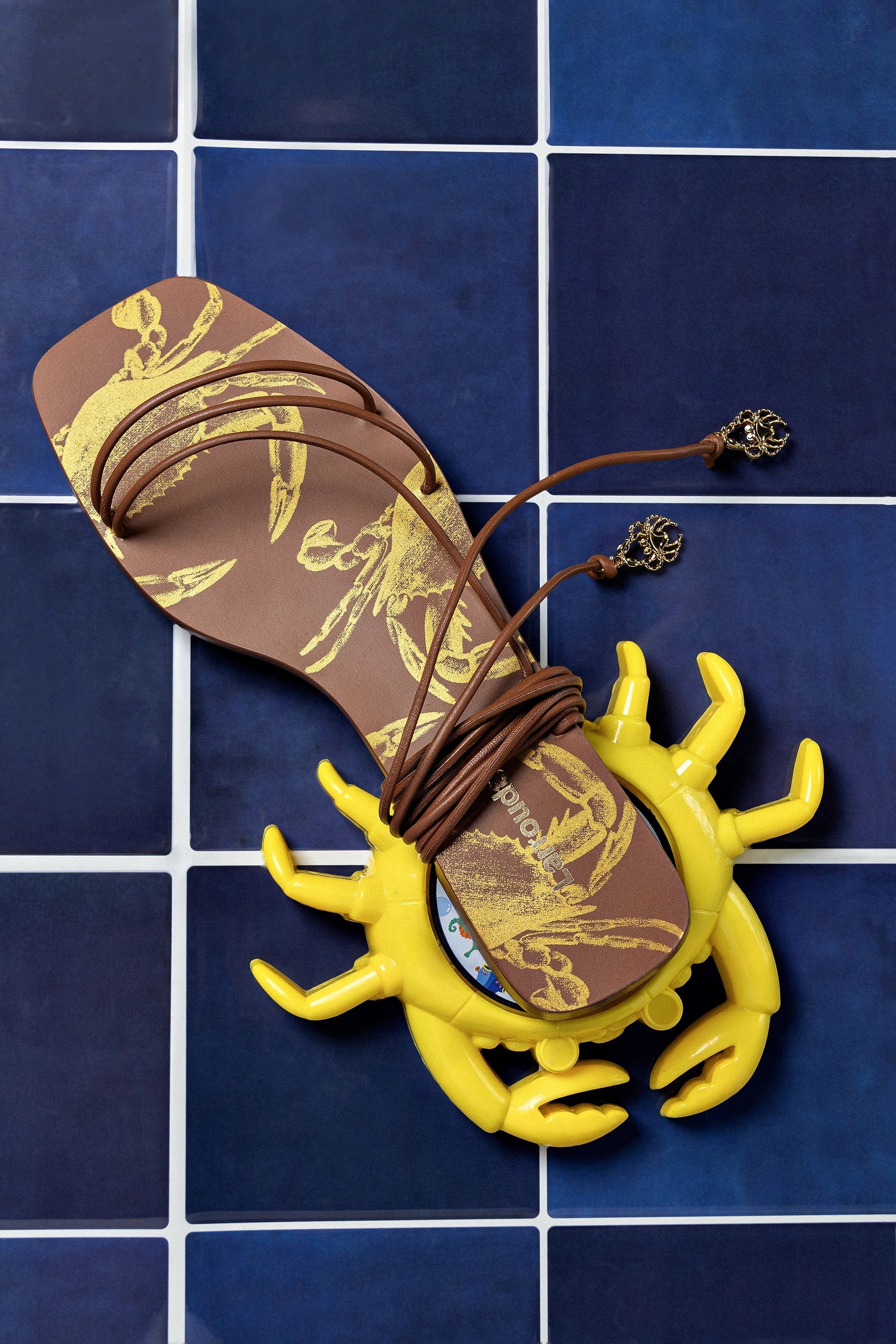 Nadia Flat Sandal In Caramel Leather by Larroudé