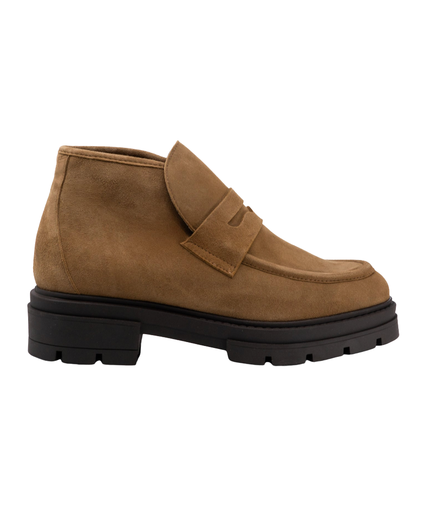 Elia Beige Suede Boot by Andrea Gomez