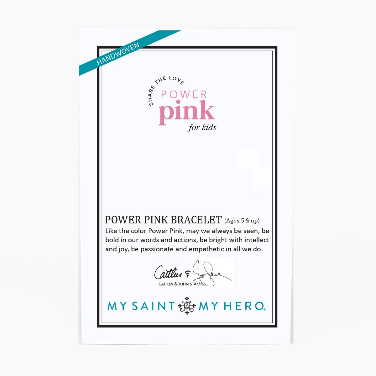 Share the Love Power Pink Bracelet for Kids by My Saint My Hero