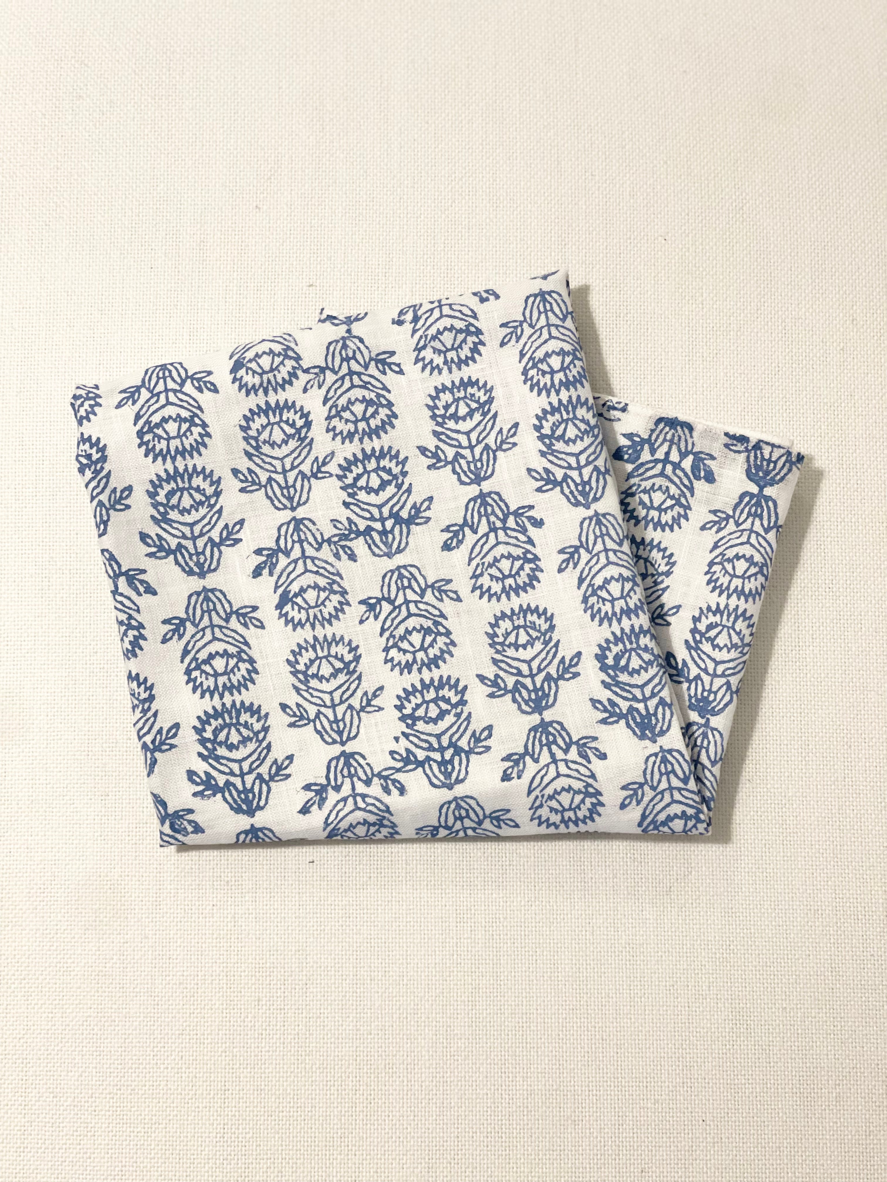 Bandana - White Linen with Protea, Uniform Blue by Mended