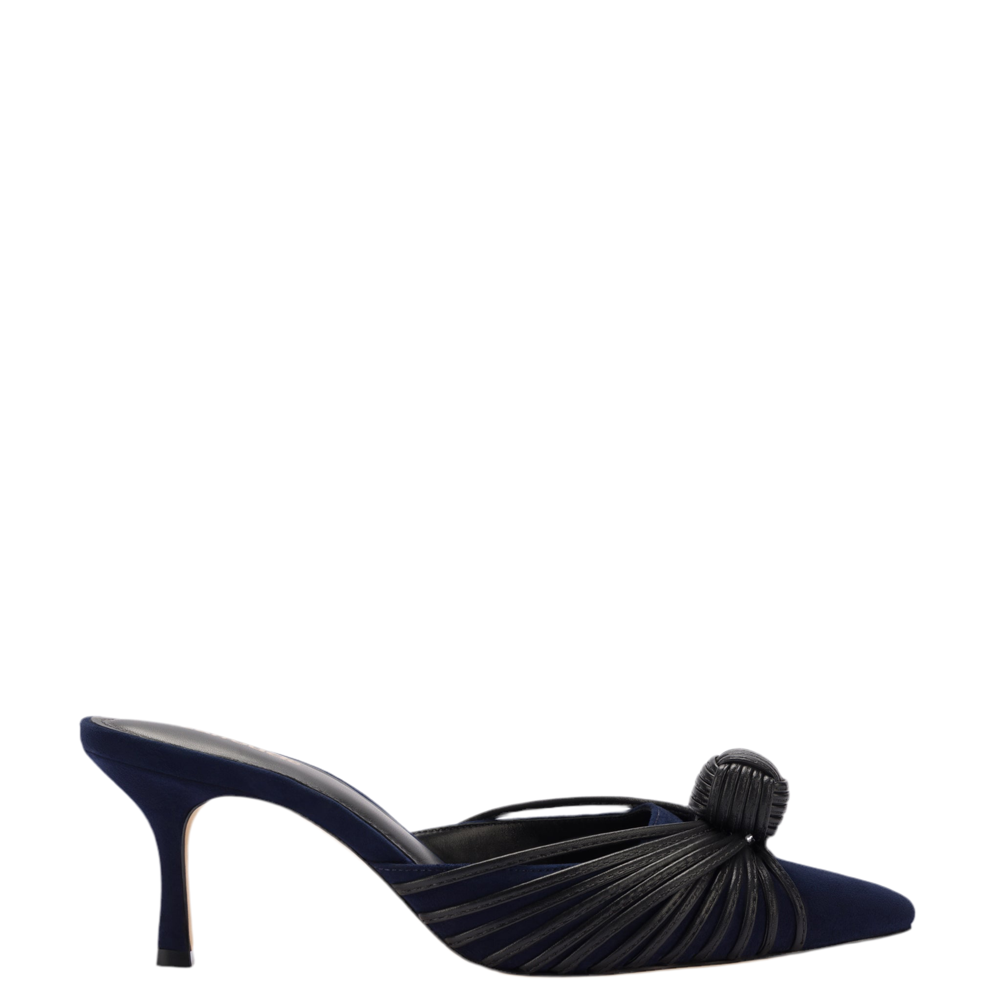 Mini Valerie Pump In Navy Suede and Black Leather by Larroudé