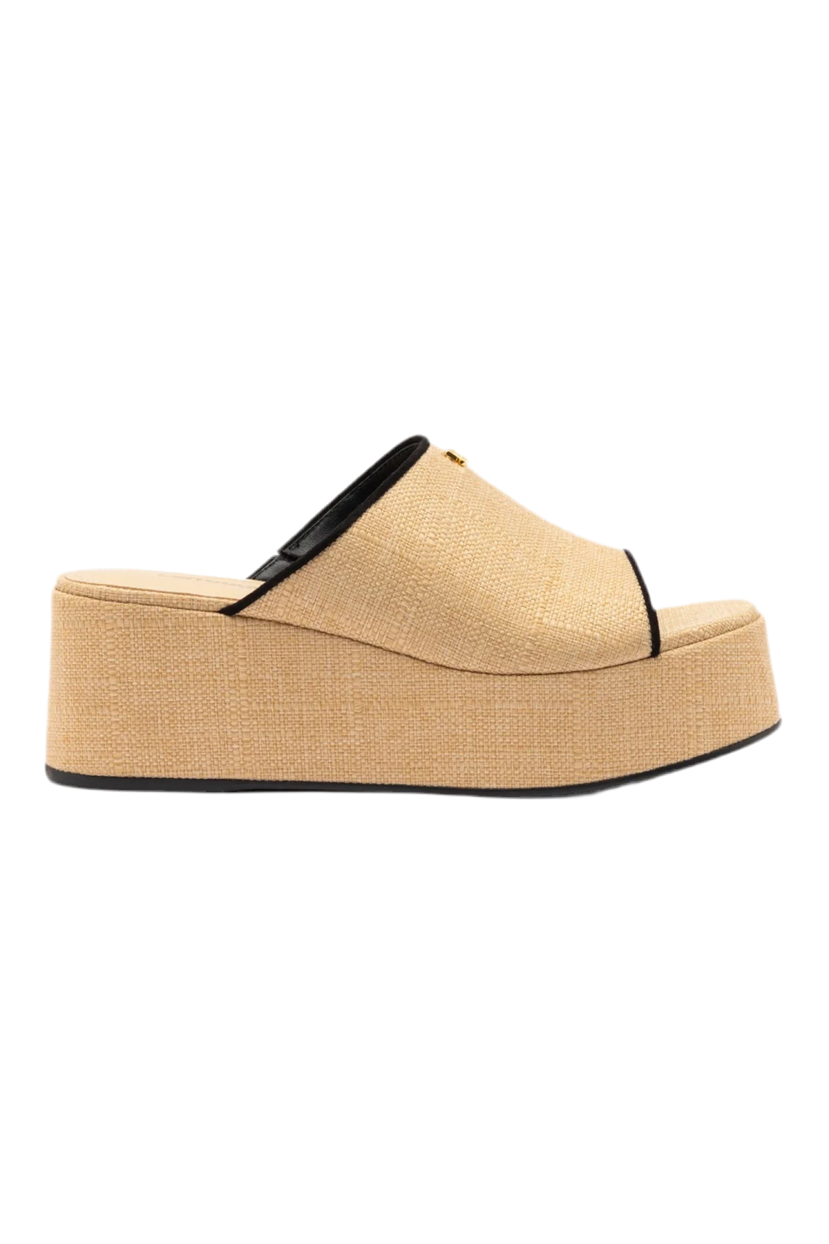 Charli Mule In Beige Raffia and Black Trimming by Larroude