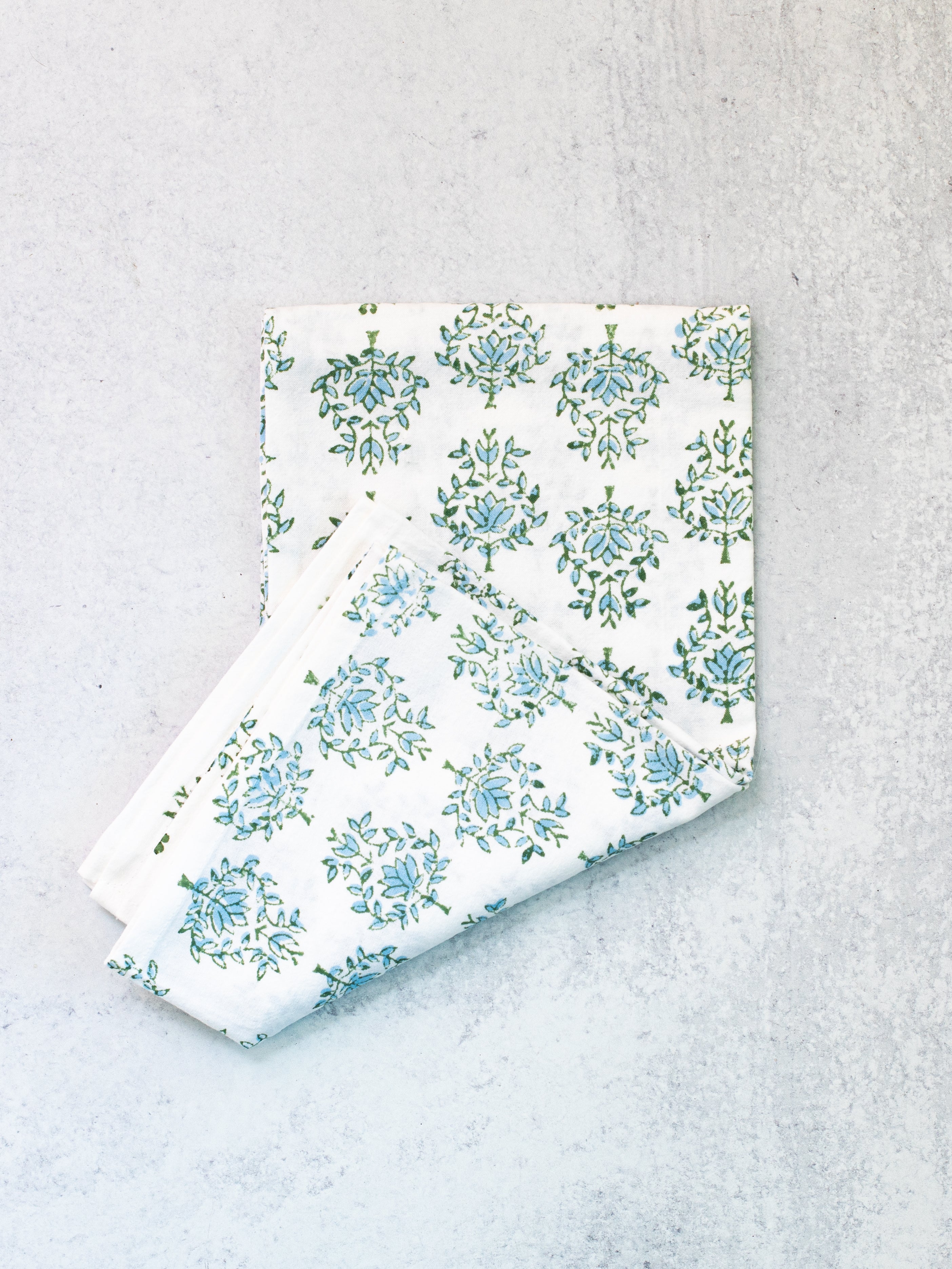 Tea Towel - Lotus, Sage & Uniform Blue by Mended