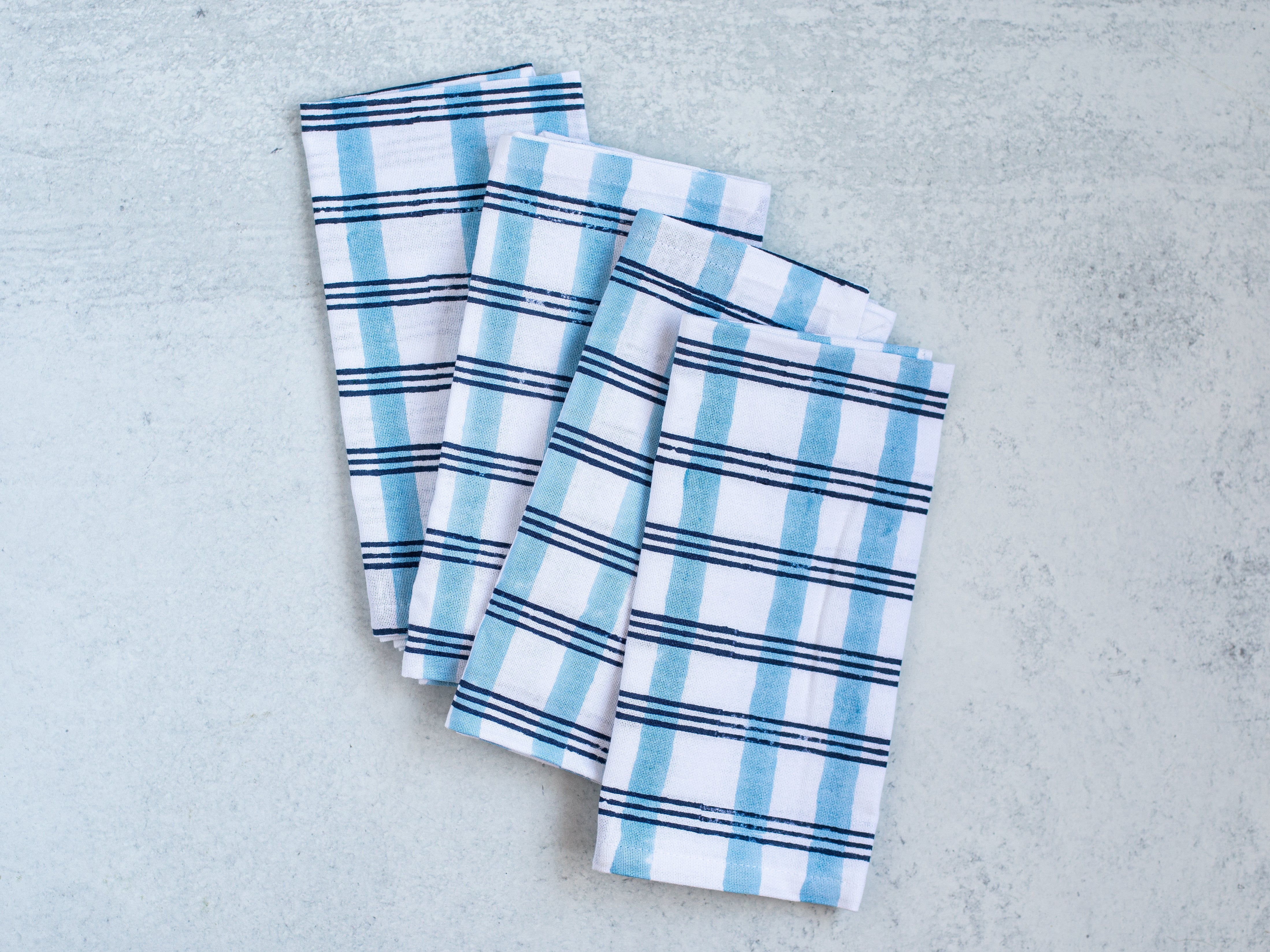 Dinner Napkins (set of 4) - Plaid, Navy & Uniform Blue by Mended