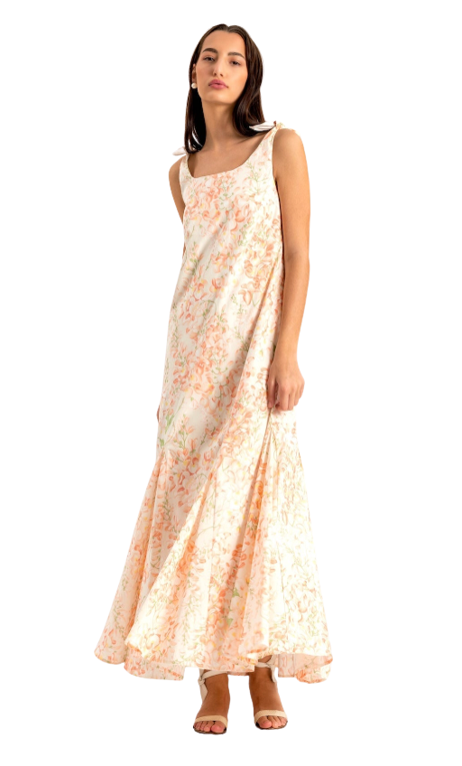 Ashley Coral Wisteria Floral Dress by Casey Marks
