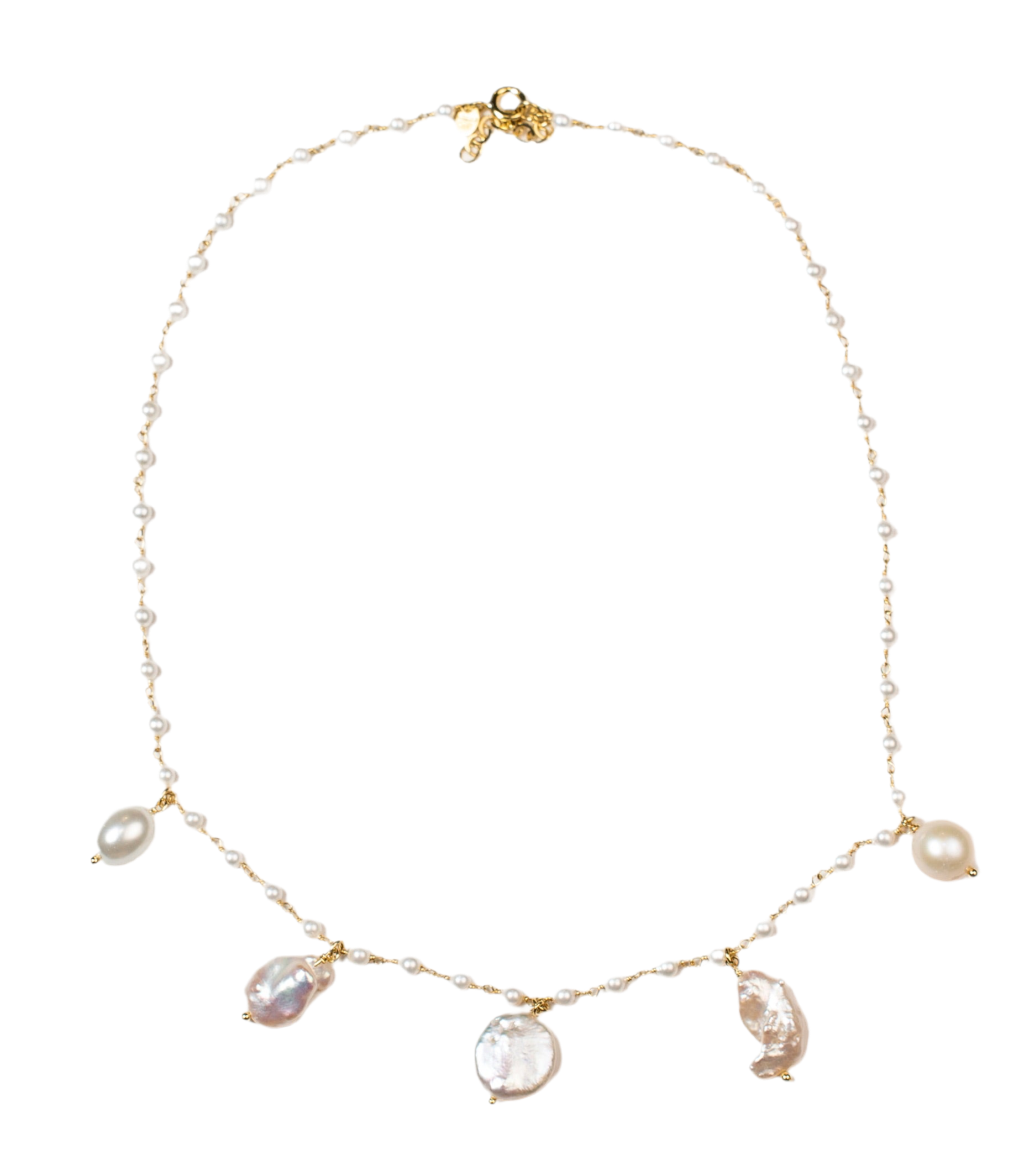 Short Cinque Perle Pearl Necklace by Cashfana