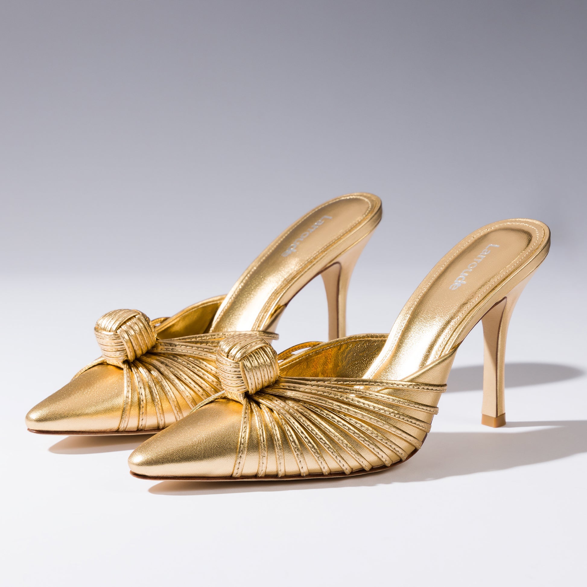 Valerie Pump In Gold Metallic Leather by Larroudé