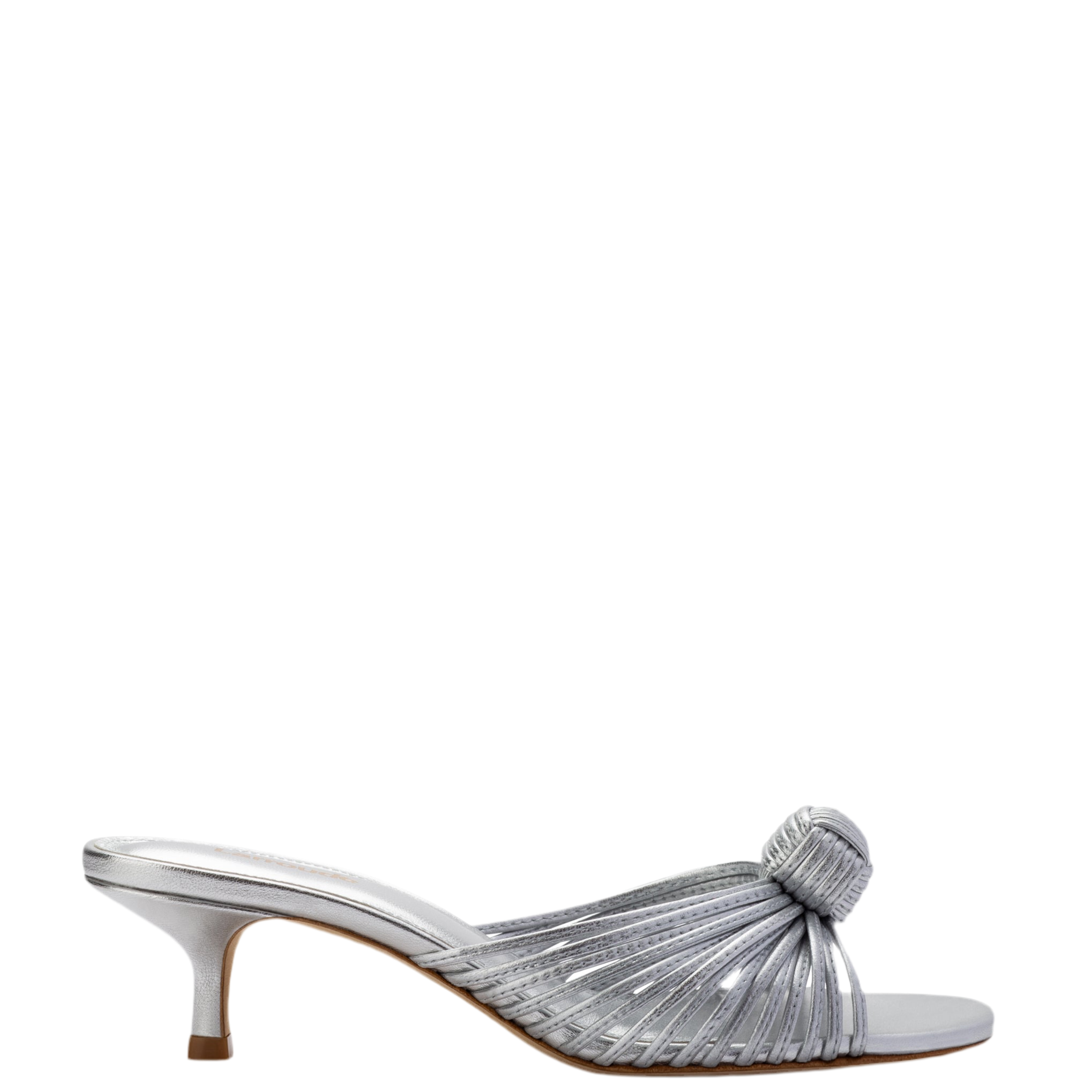 Valerie Mule In Silver Metallic Leather by Larroudé