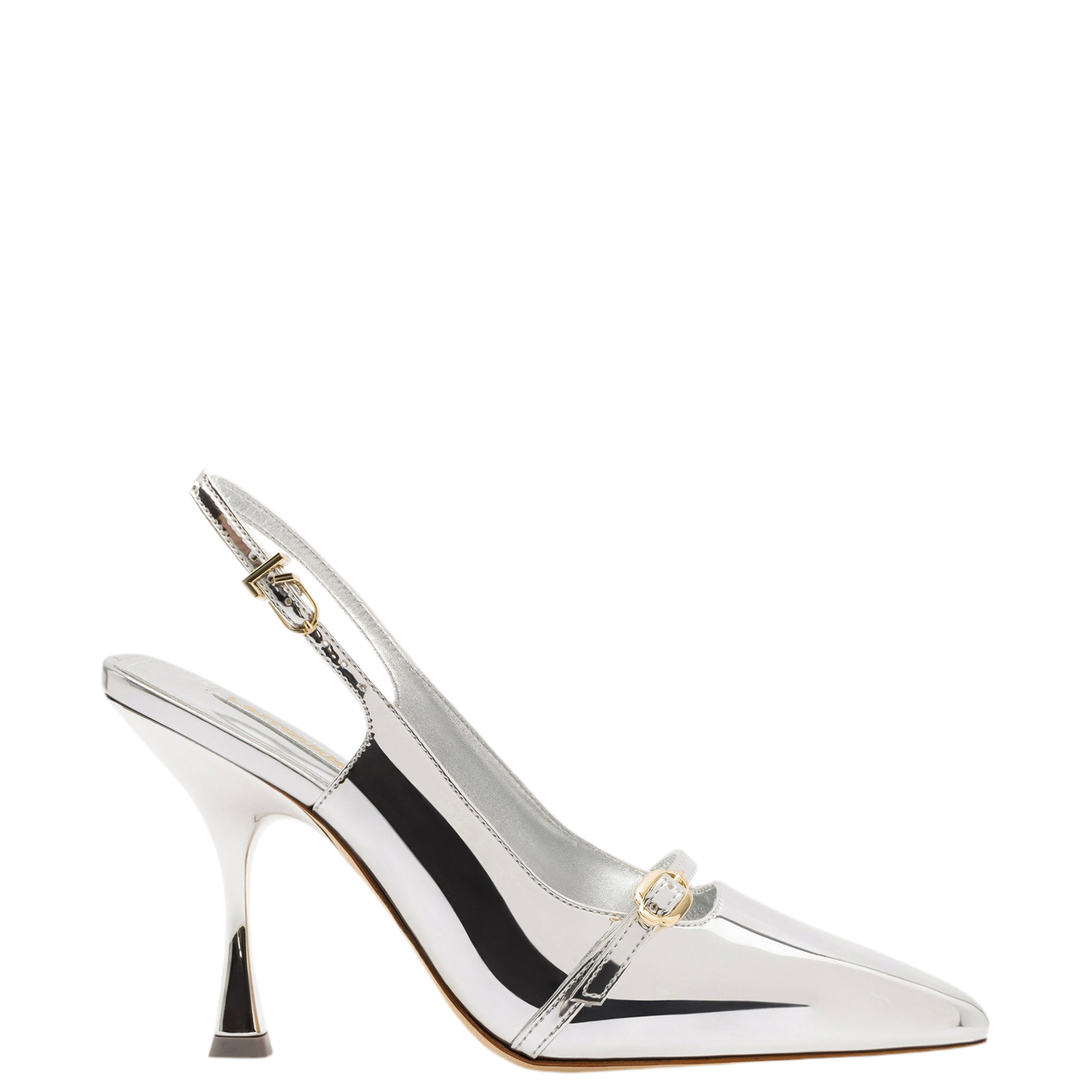 Ines Hi Pump in Silver Specchio by Larroudé