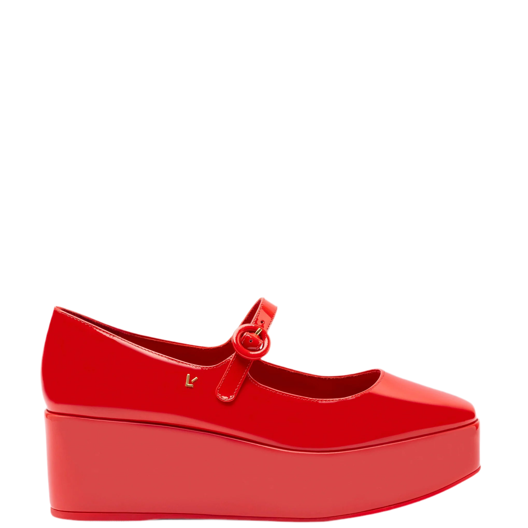 Blair Flatform In Scarlet Patent Leather by Larroudé