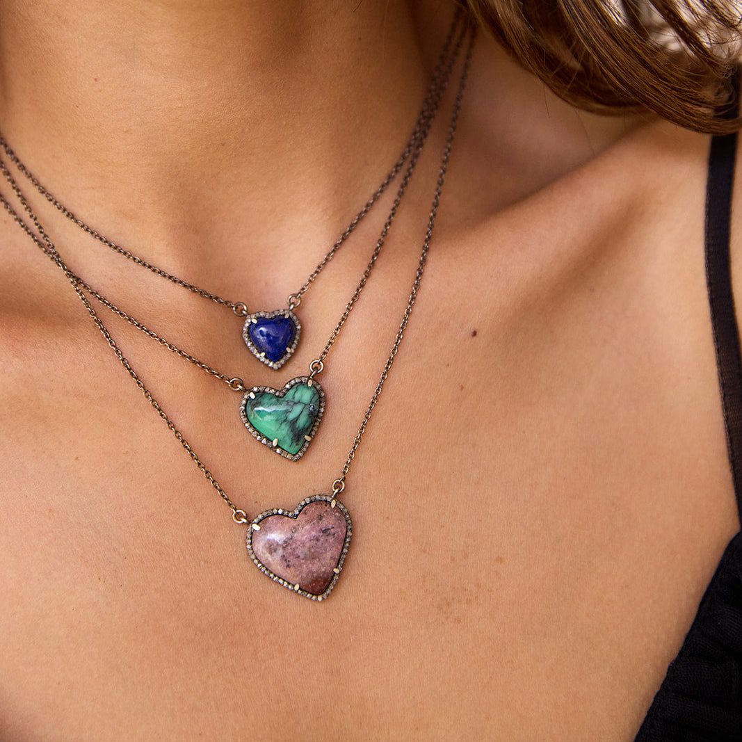 10mm Lapis Heart Charm Necklace by S. Carter Designs