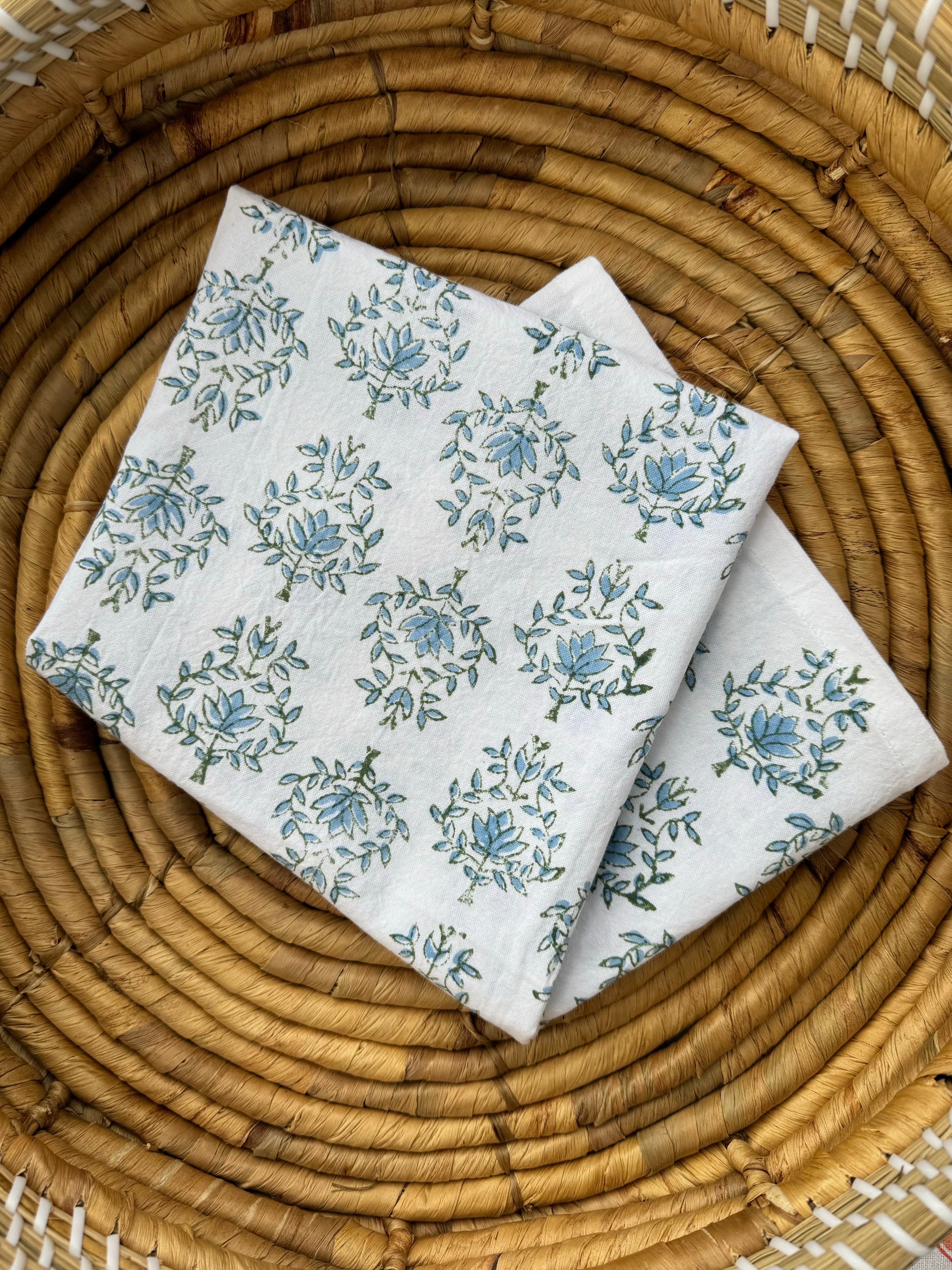 Tea Towel - Lotus, Sage & Uniform Blue by Mended