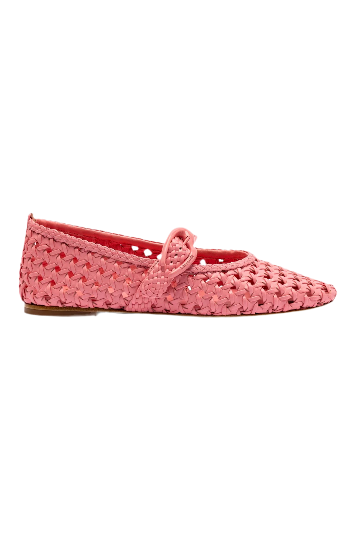 Verona Macrame Ballet Flat In Sorbet Pink Leather by Larroudé