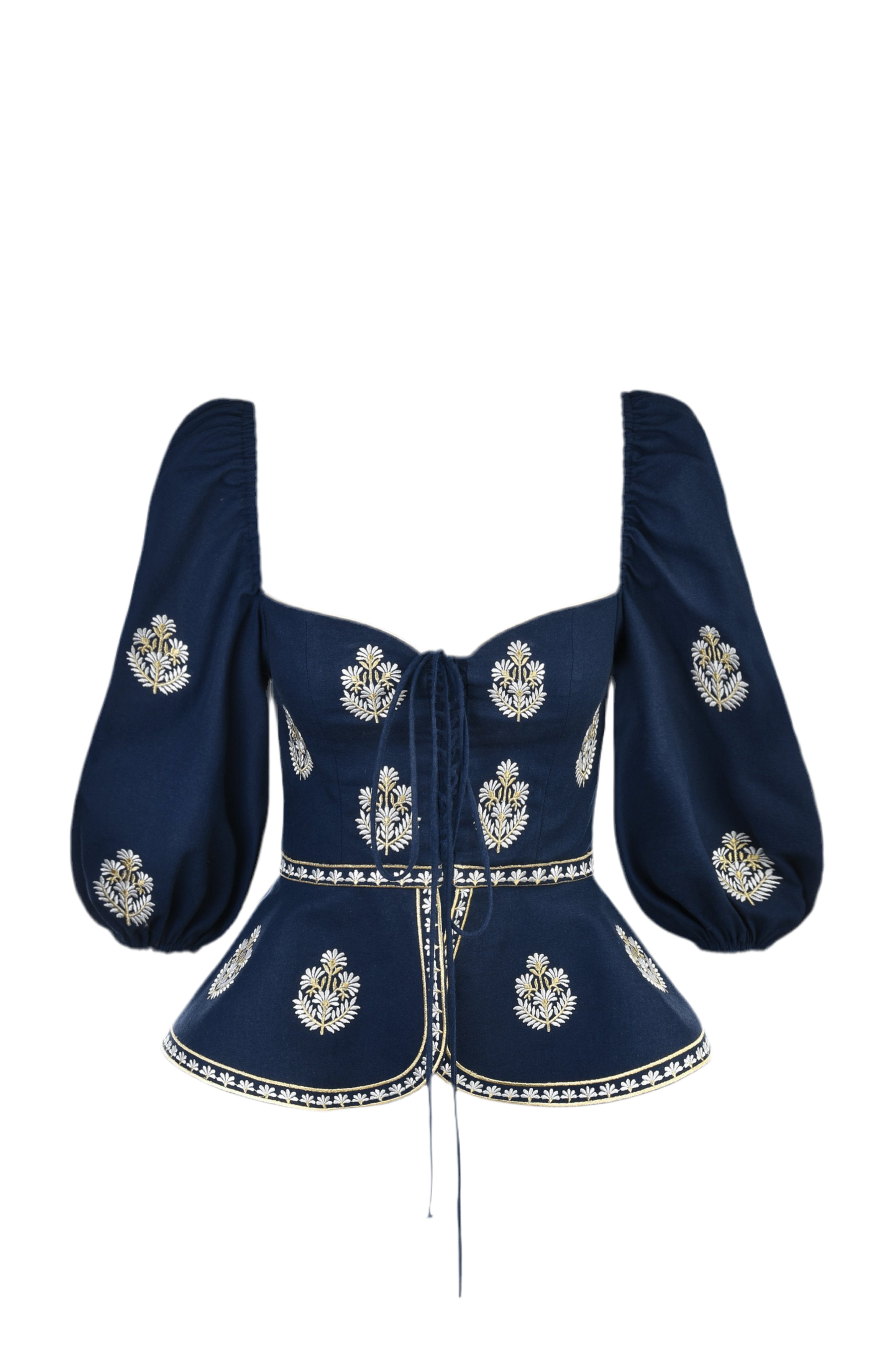 Mitra Lace Front Bustier - Navy & White by Rosewater House