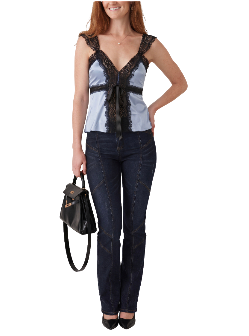 Stephanie Silk and Lace Cami - Powder Blue by Miguelina