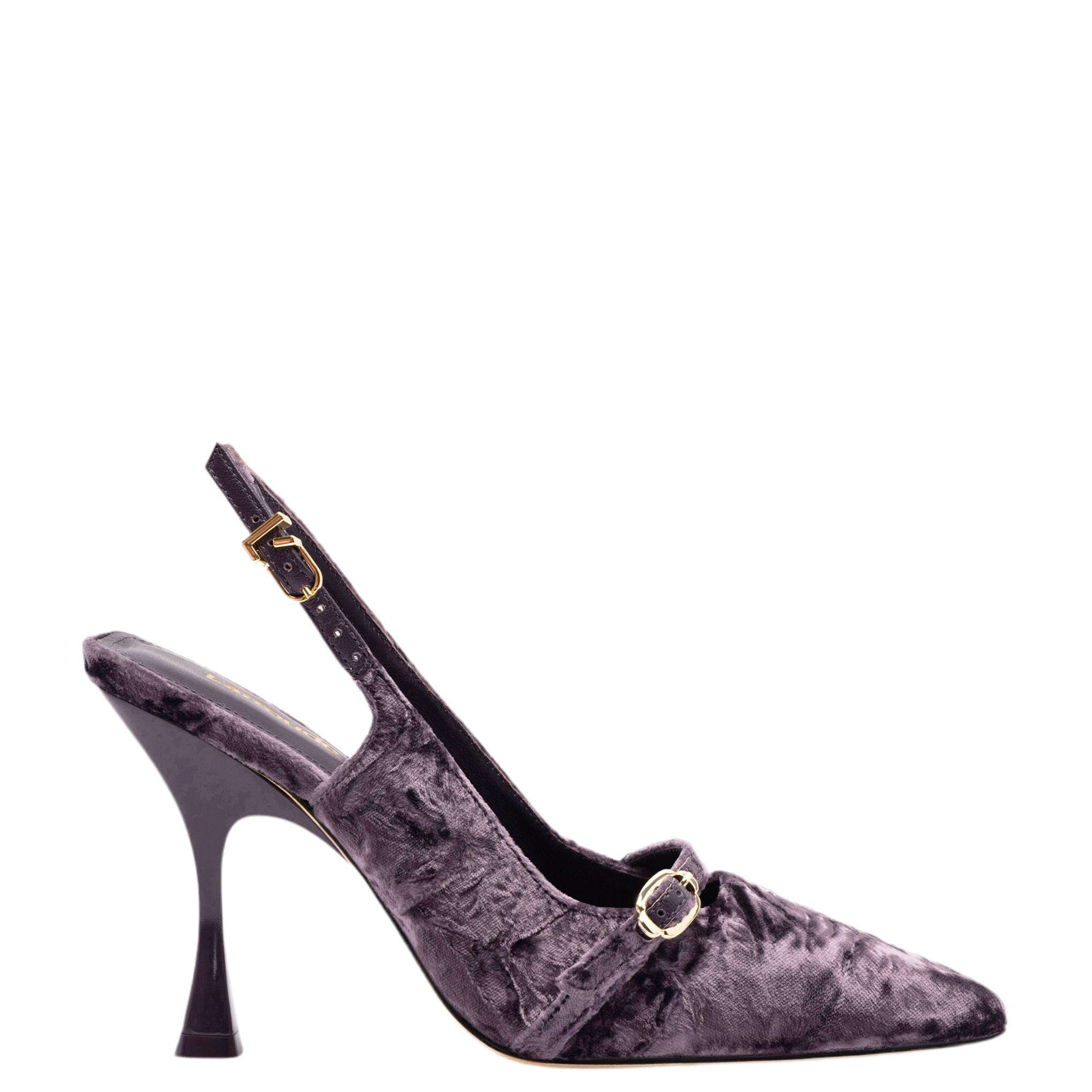 Ines Hi Pump In Purple Velvet by Larroudé