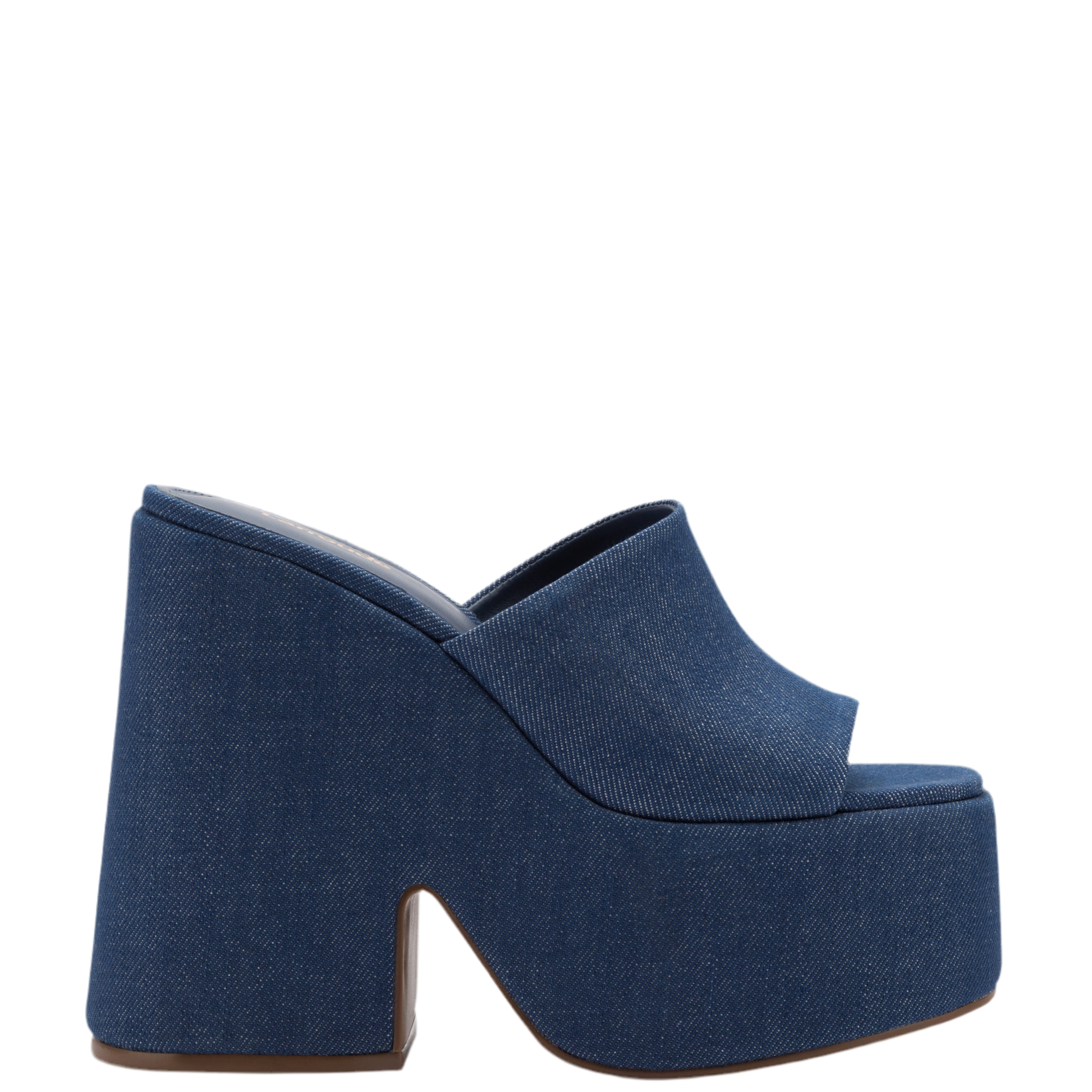 Wanda Platform Mule In Blue Denim by Larroudé