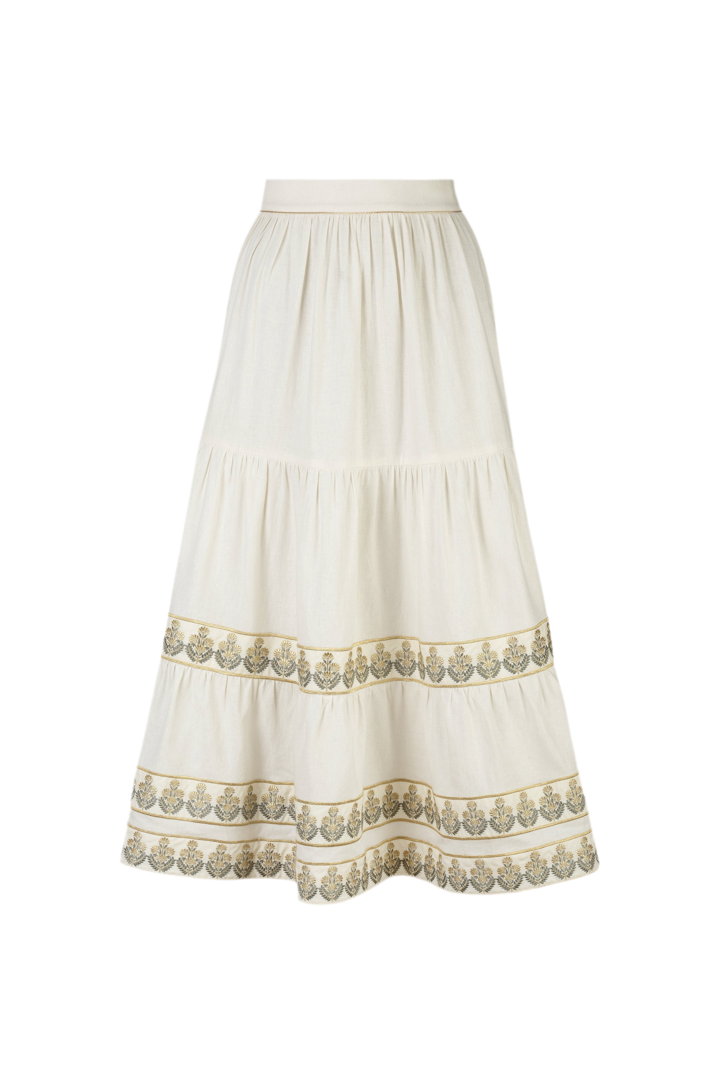 Parya Ruffle Skirt - Ivory & Green by RosewaterHouse