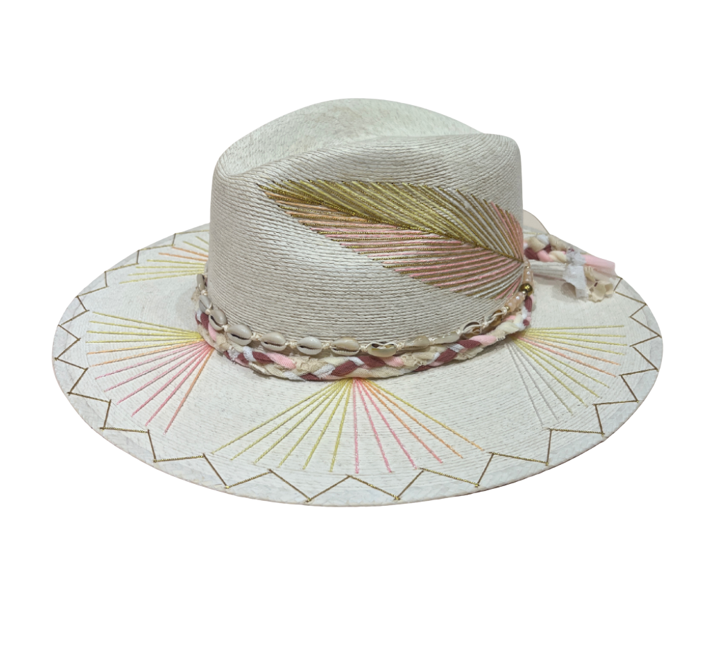 Exclusive Pink and Yellow Feather Hat by Corazon Playero