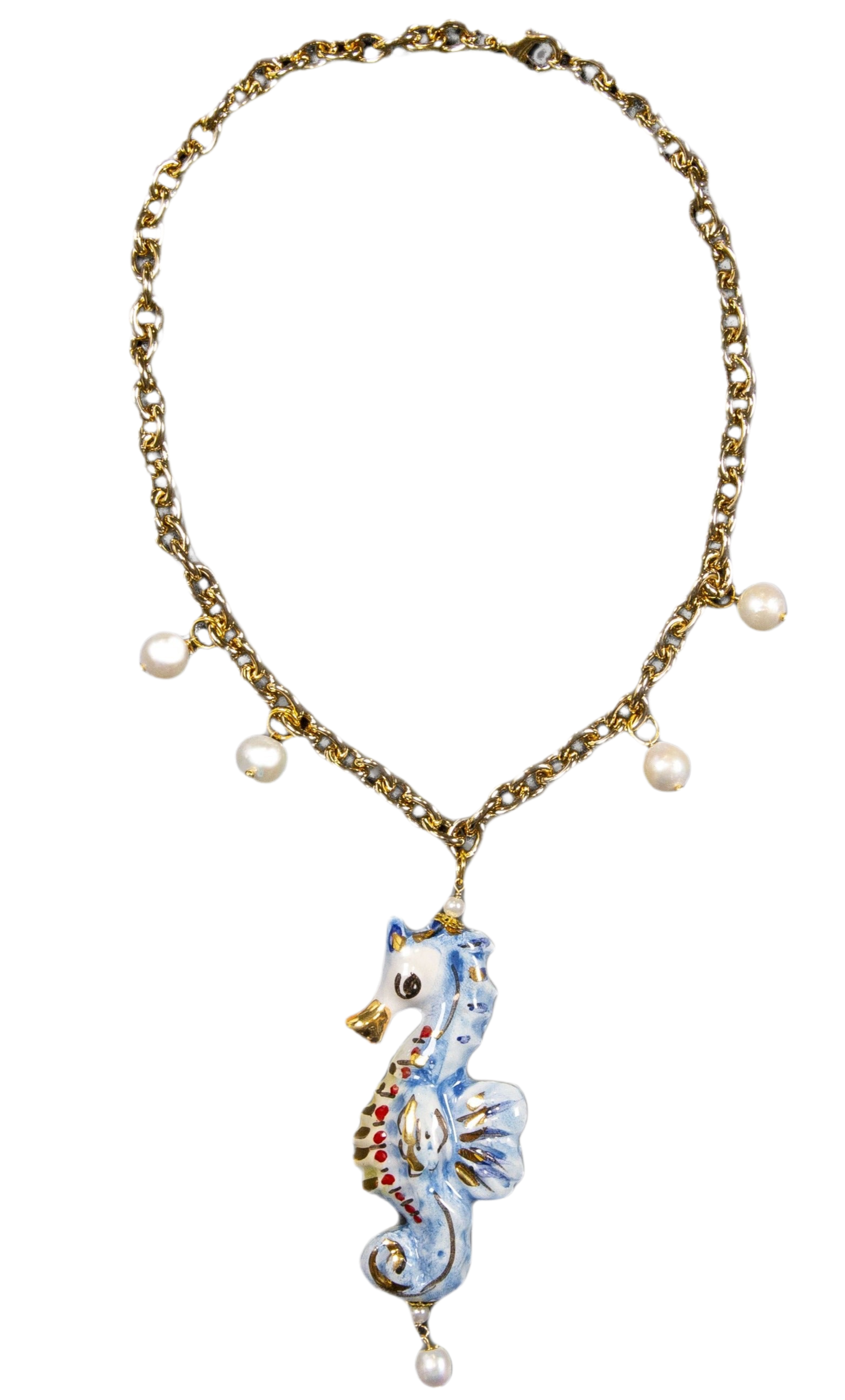 Cavalluccio Marino Ceramic Short Necklace by Cashfana