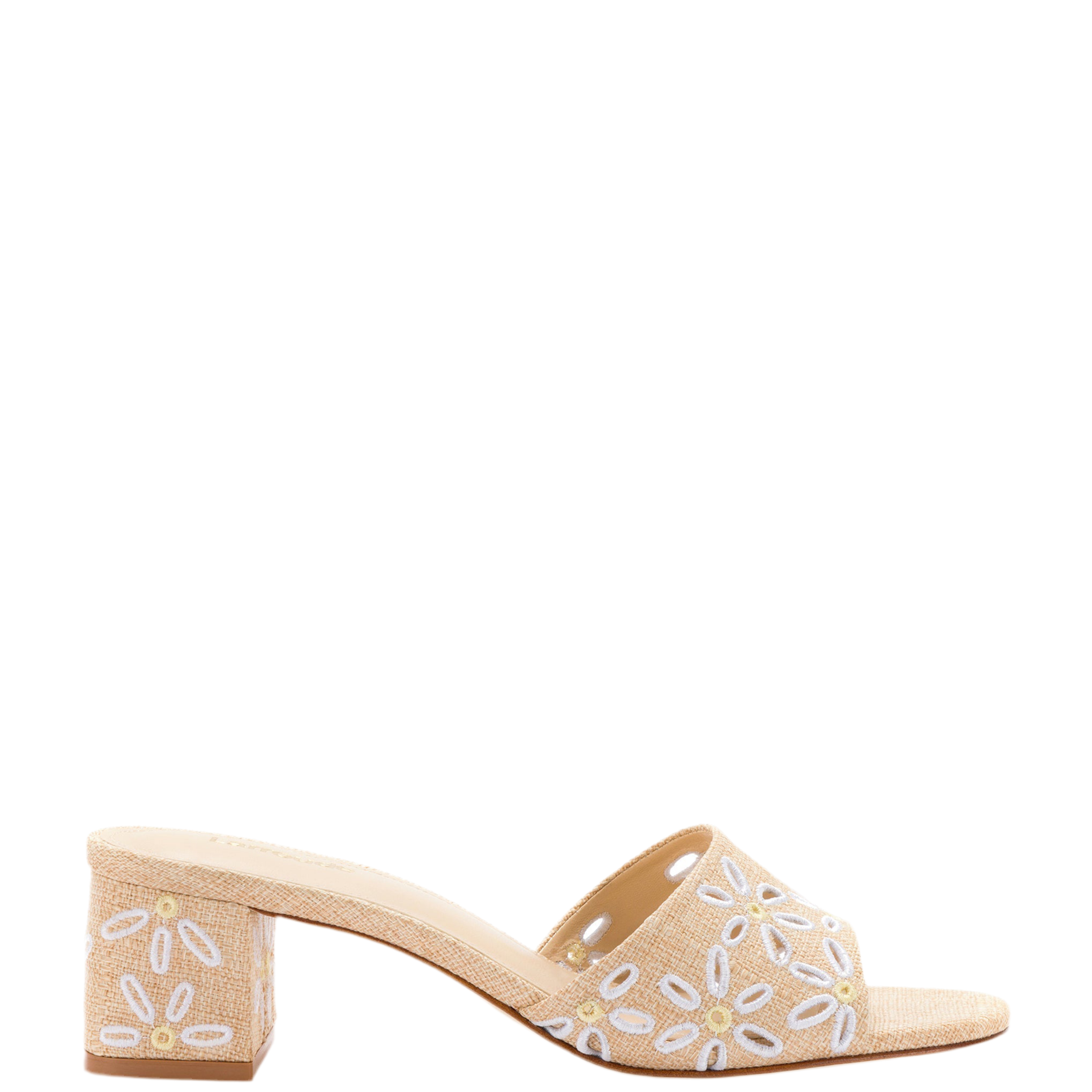 Brigitte Mule In Beige Raffia by Larroude