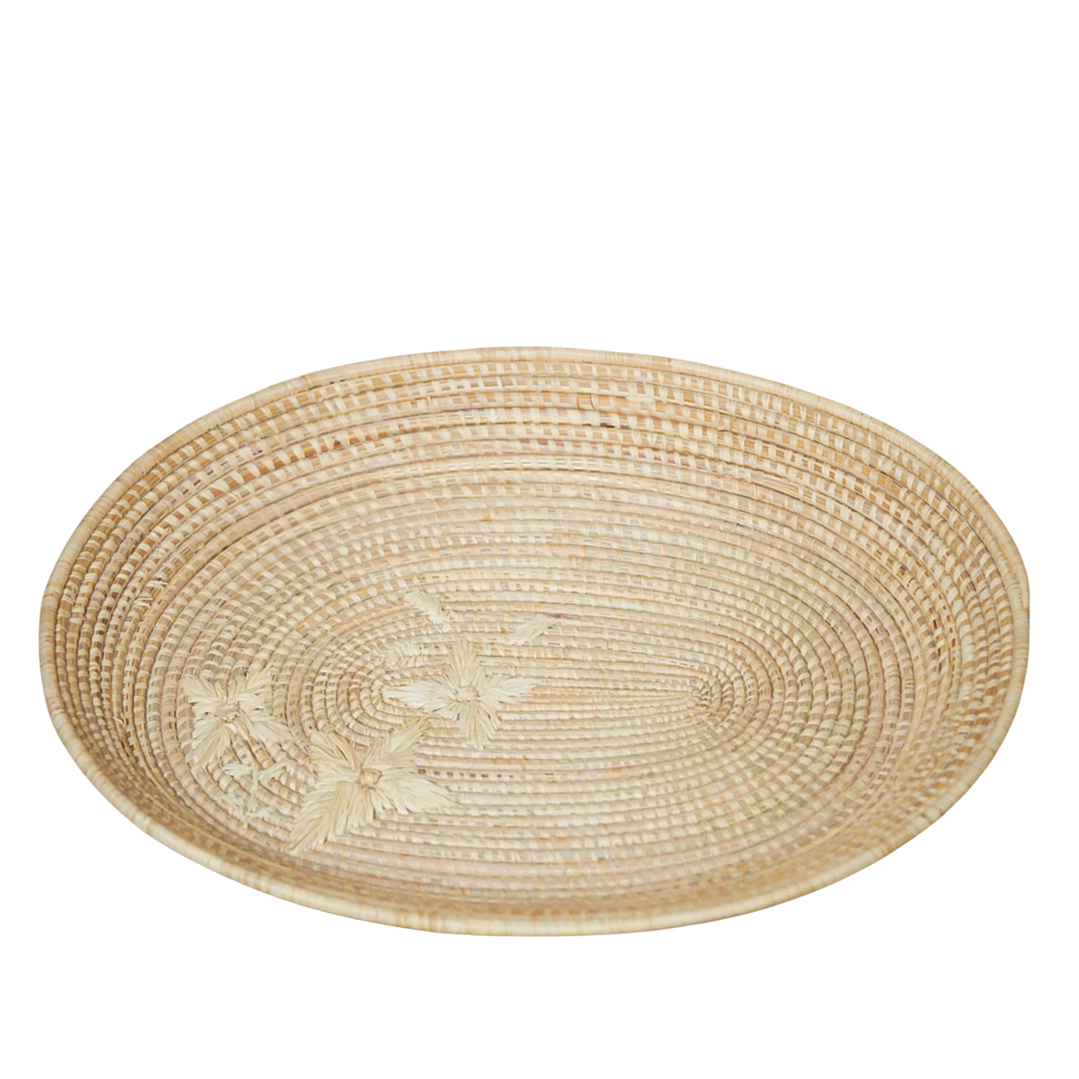 Embroidered Raffia Tray - Oval