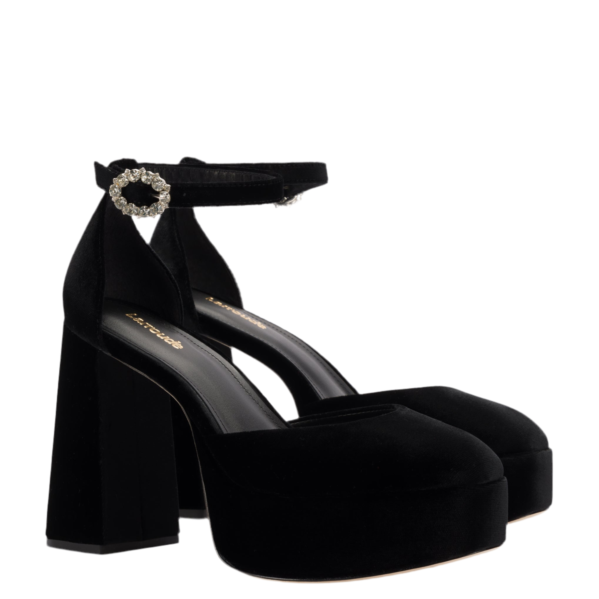 Ari Pump In Black Velvet by Larroudé