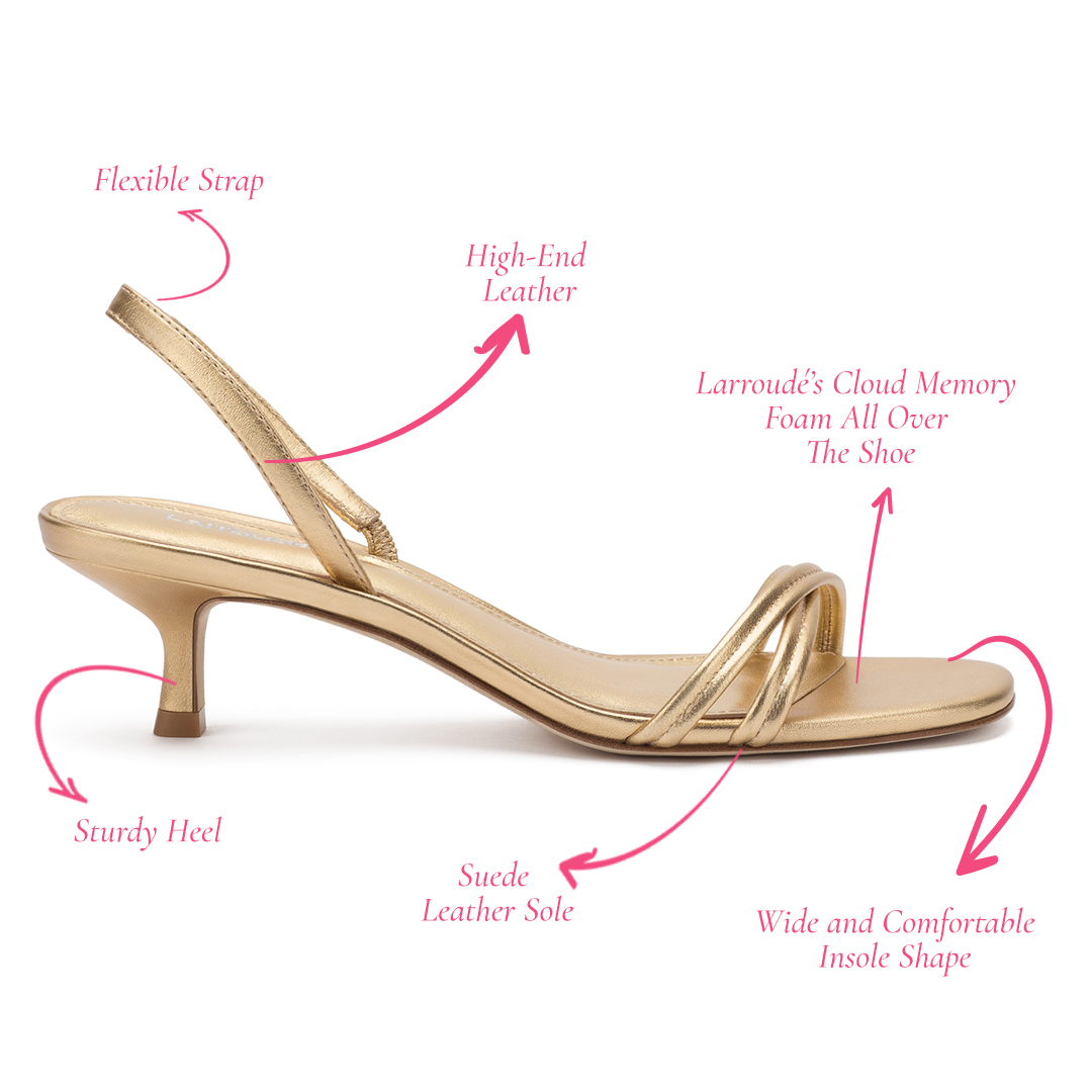 Mini Annie Sandal In Gold Metallic Leather by Larroudé