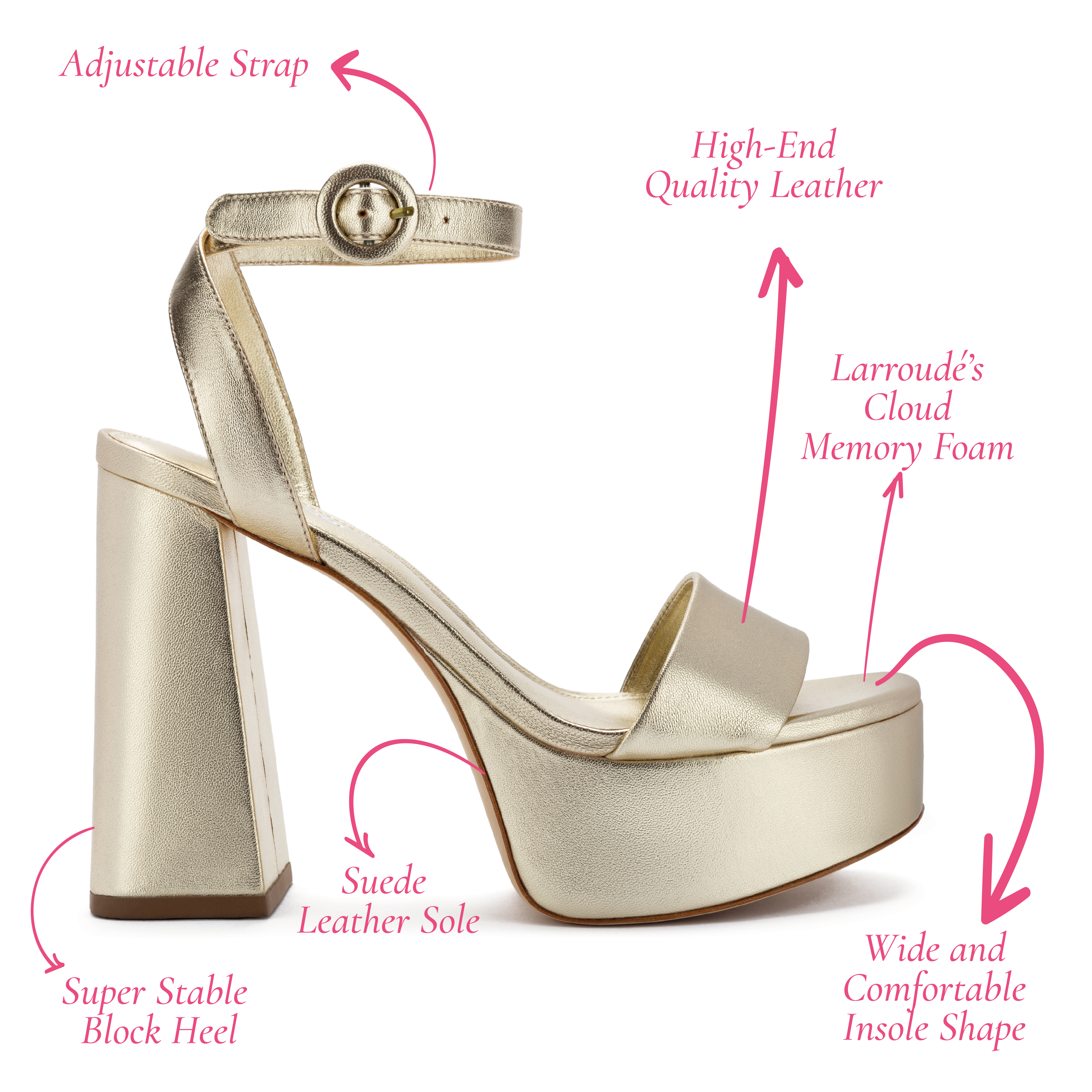 Dolly Sandal In Gold Metallic Leather by Larroudé