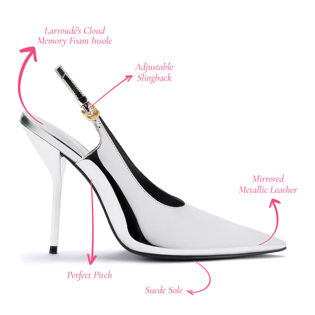 Larroudé x Altuzarra Pump In Silver Specchio by Larroudé