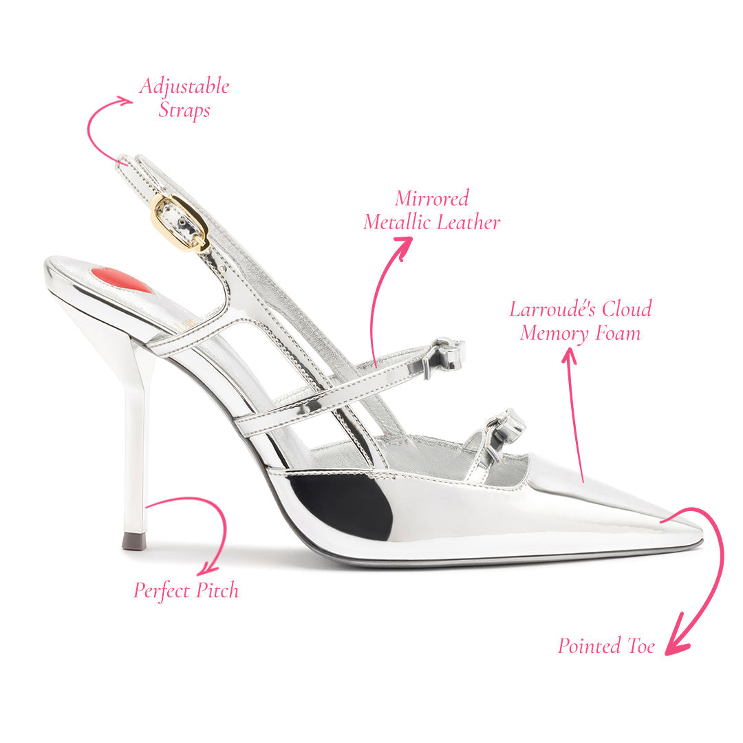 Brooks Pump In Silver Specchio by Larroudé